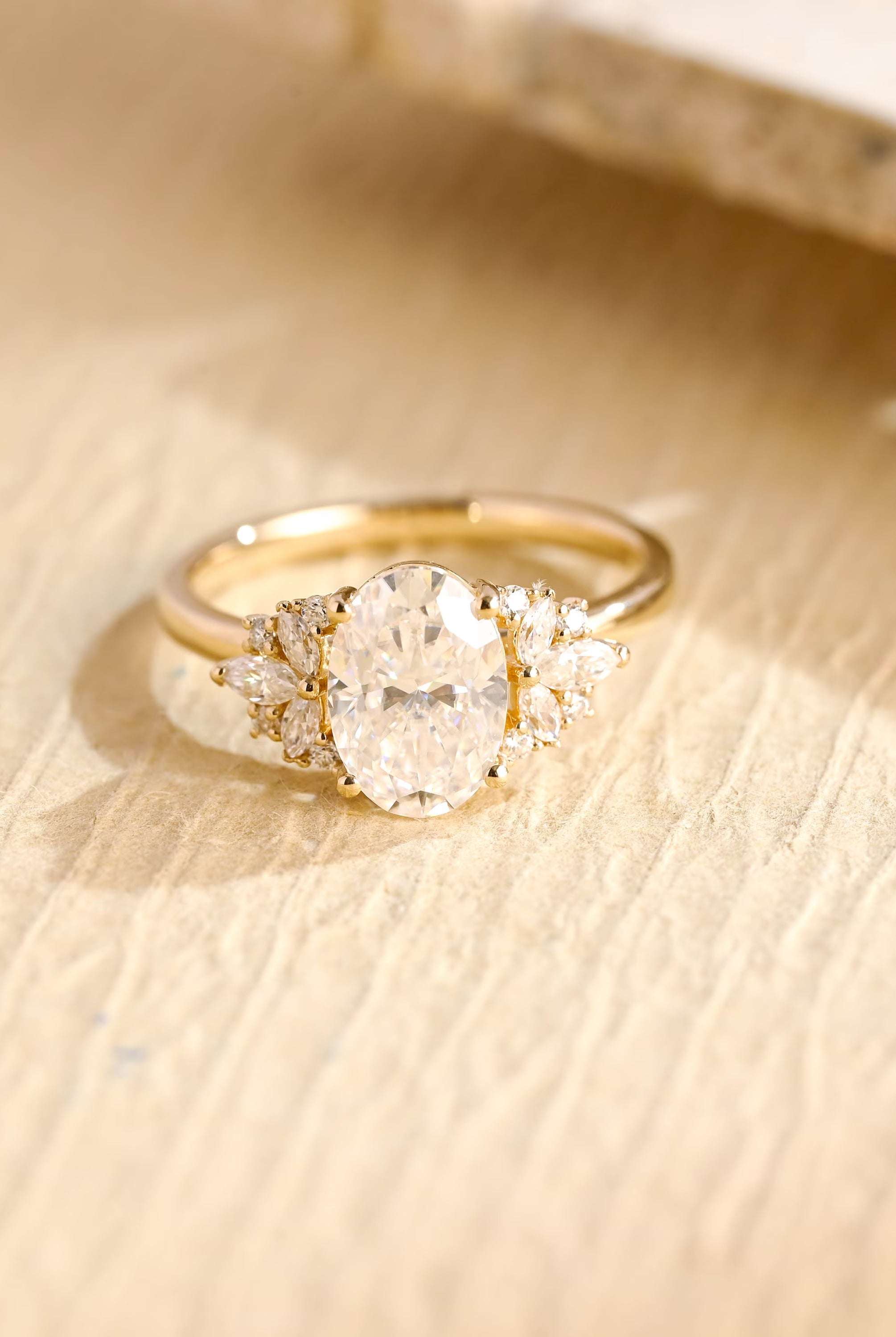 Luxury Oval Cut Cluster Diamond Moissanite Ring