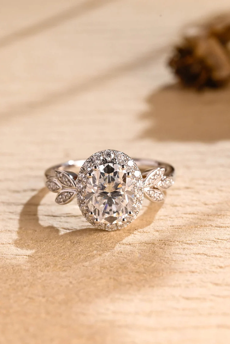 Oval Cut Halo Moissanite Ring
