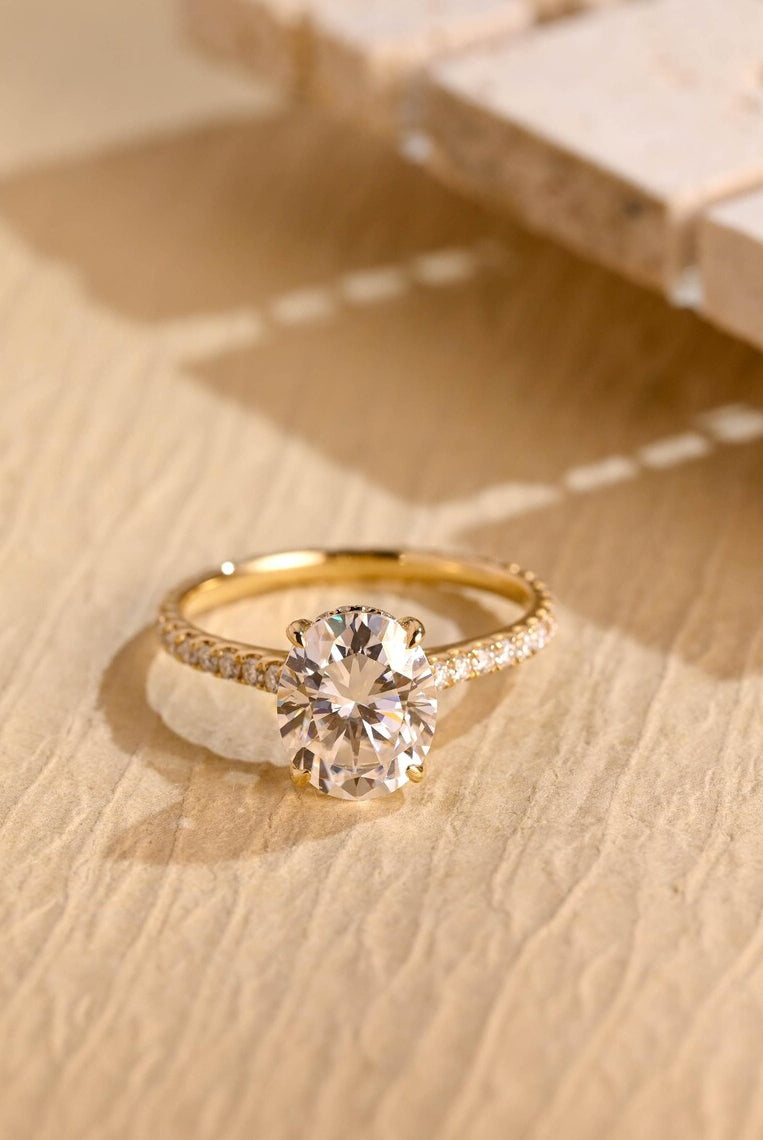 Oval Hidden Halo Moissanite Ring