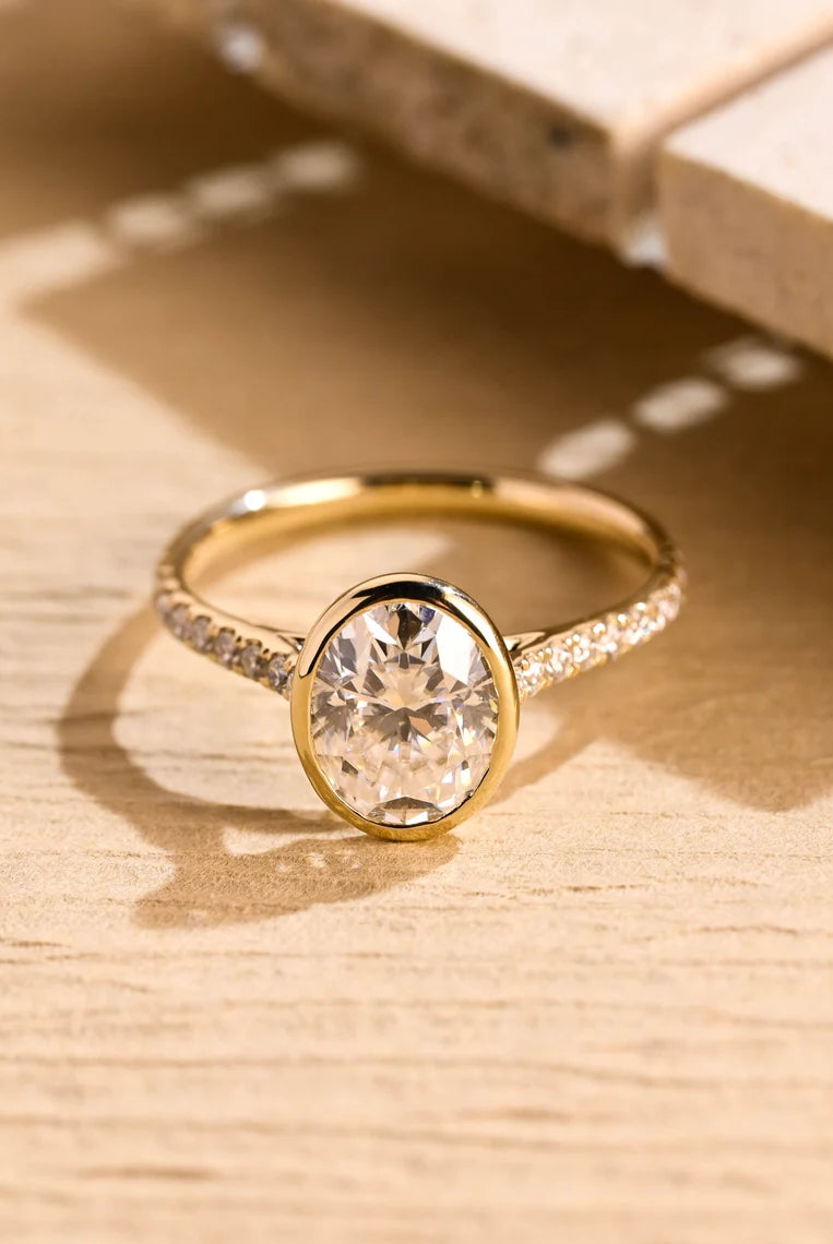 Oval Bezel Moissanite Ring