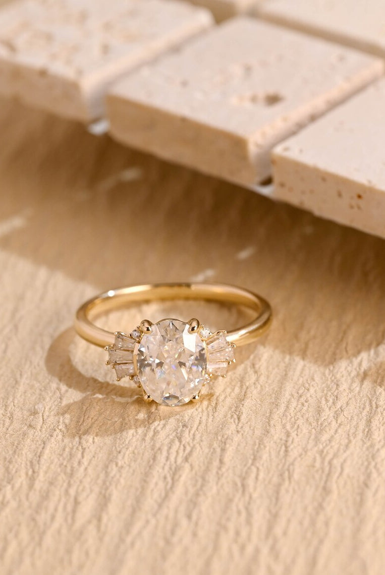 Oval Cluster Moissanite Ring