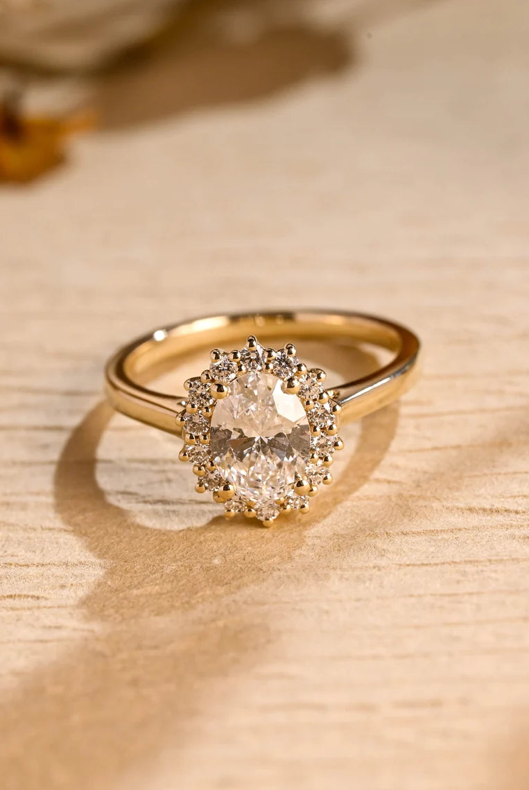 Oval Halo Moissanite Ring