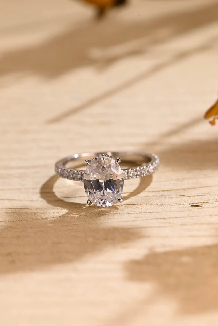 Oval Hidden Halo Moissanite Ring