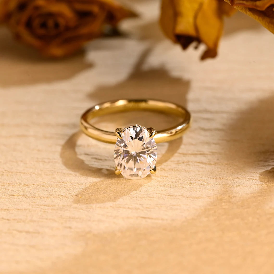 Oval Hidden Halo Moissanite Ring