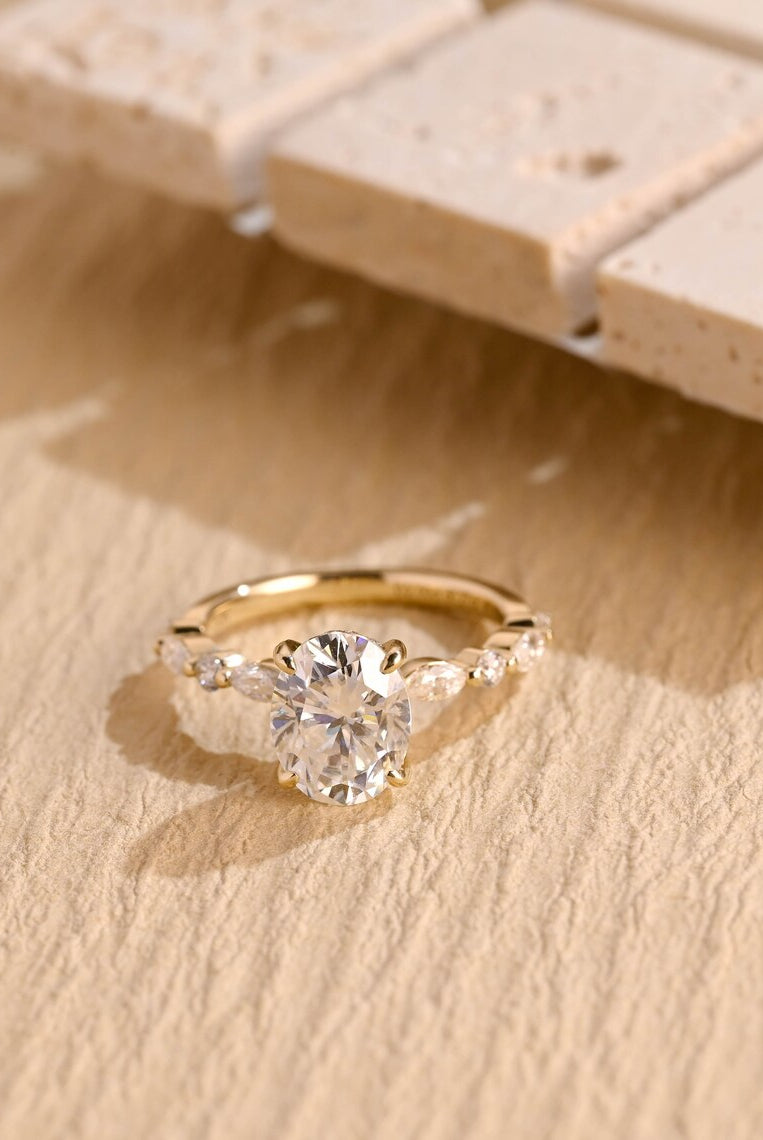 Oval Pave Moissanite Ring