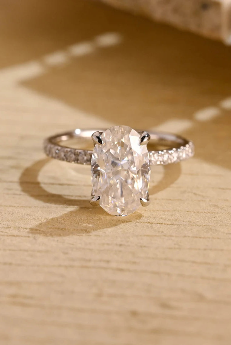 Oval Pave Moissanite Ring