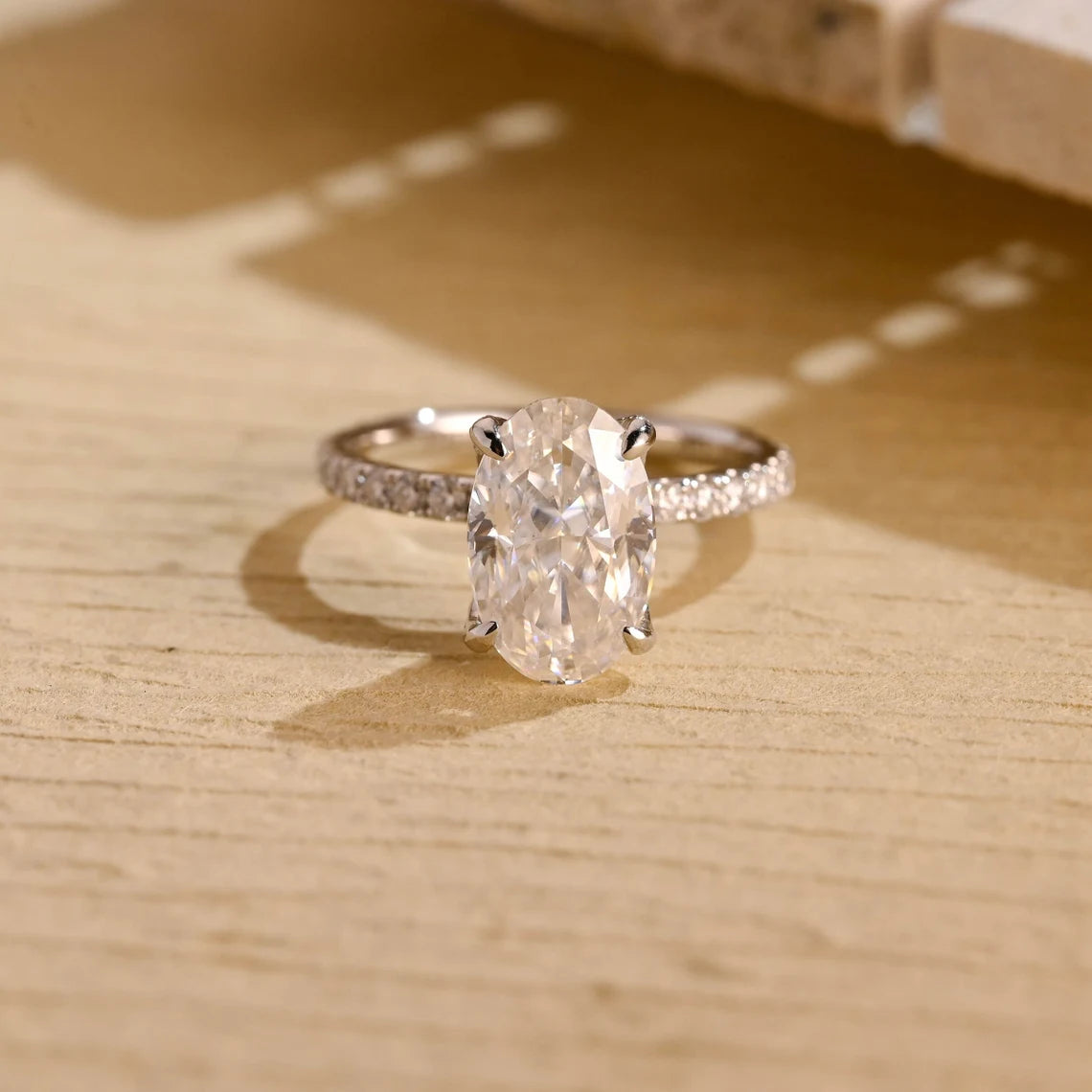 Oval Pave Moissanite Ring