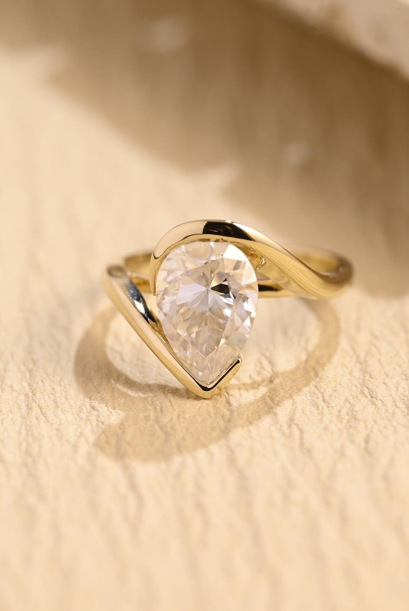 Pear Hidden Halo Moissanite Ring