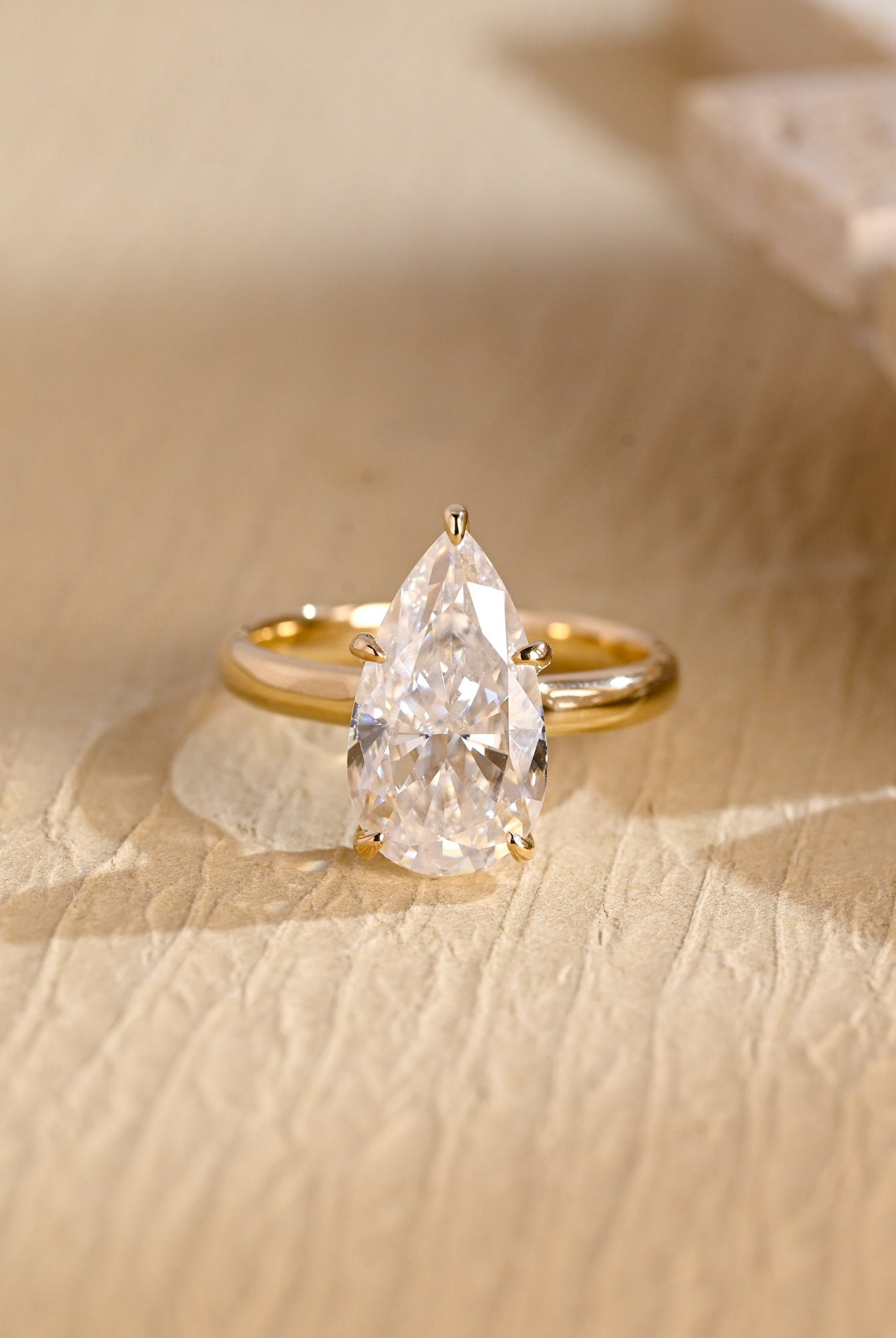 1 carat pear hidden halo engagement ring moissanite