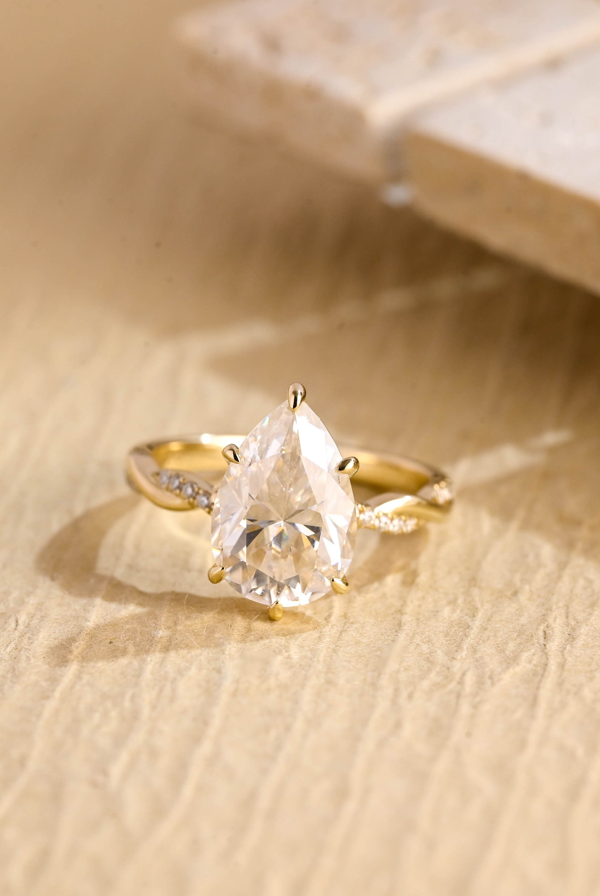 1 carat pear hidden halo engagement ring moissanite