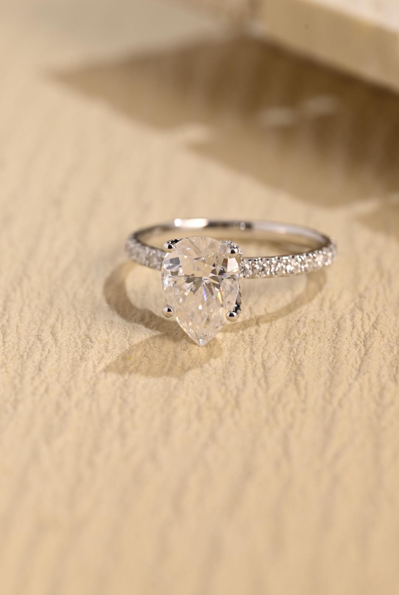 Pear Hidden Halo Moissanite Ring