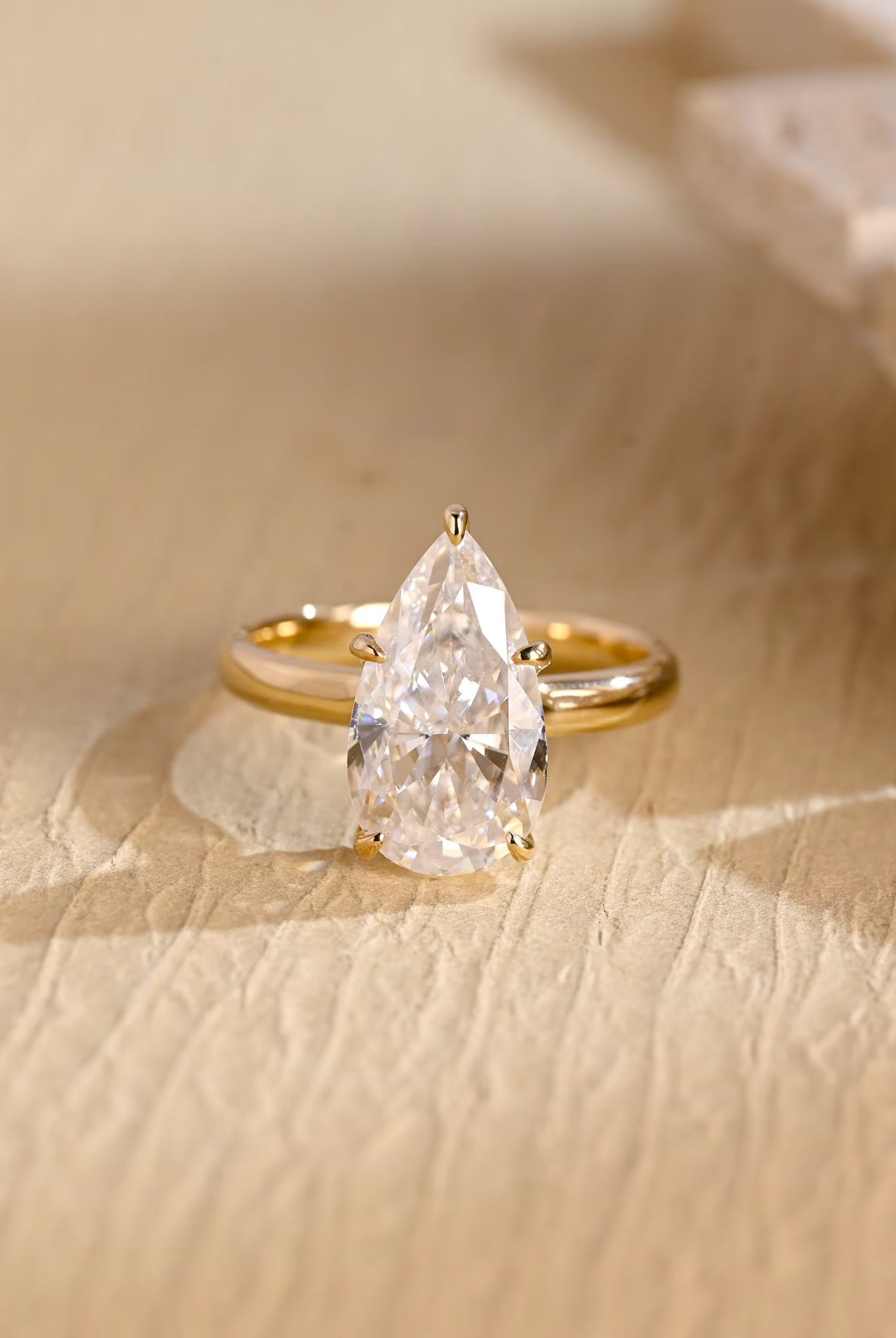Pear Diamond Moissanite Engagement Ring