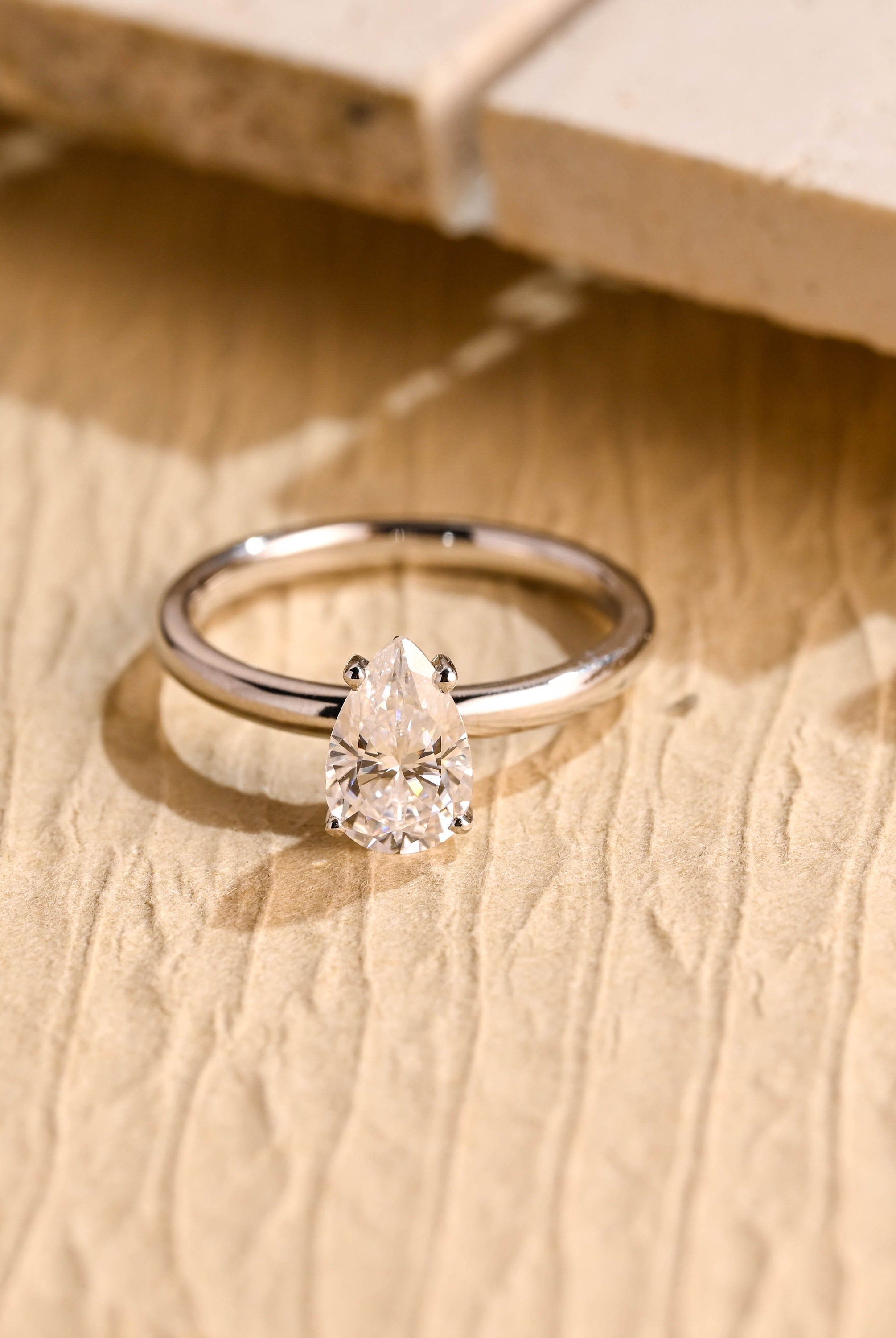 Pear Cut Diamond Moissanite Ring