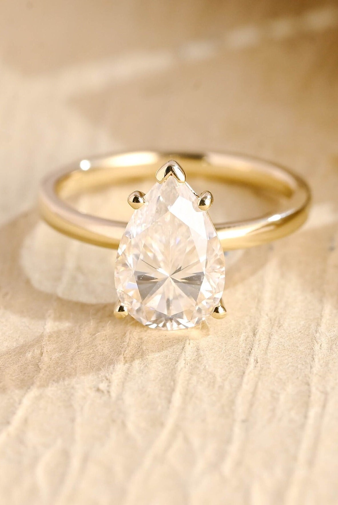 Pear Cut Moissanite Engagement Ring