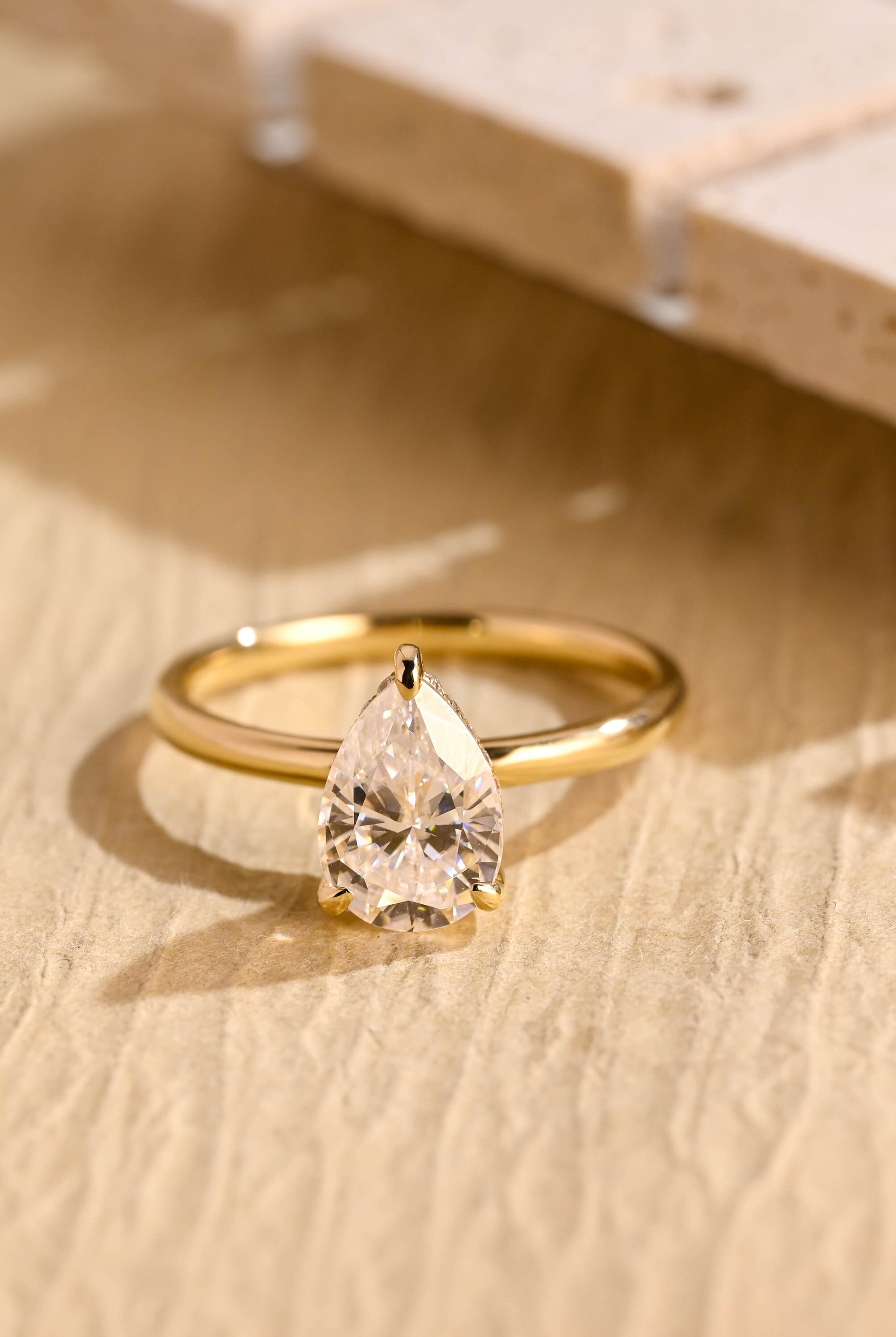 Pear Cut Moissanite Engagement Ring