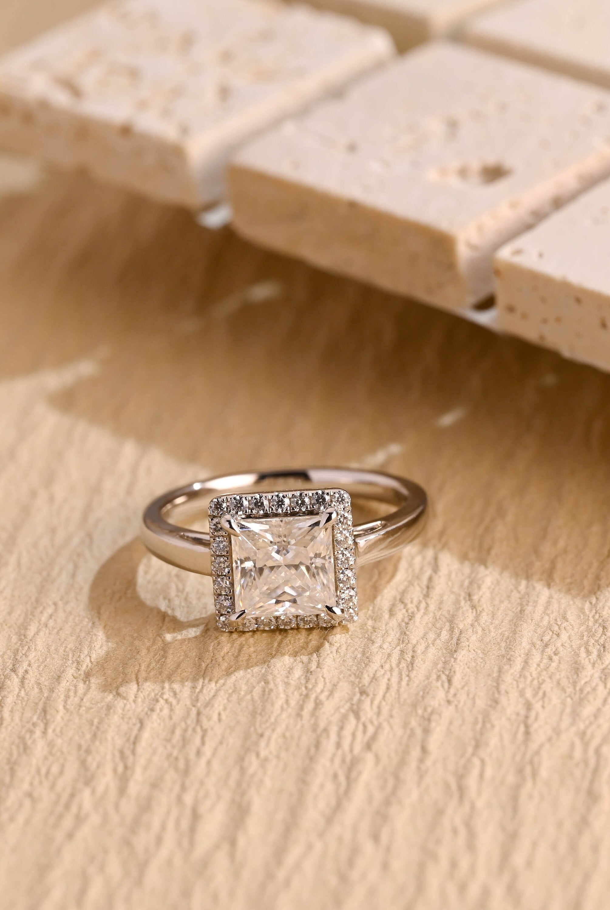 1 Carat Princess Cut Moissanite Ring