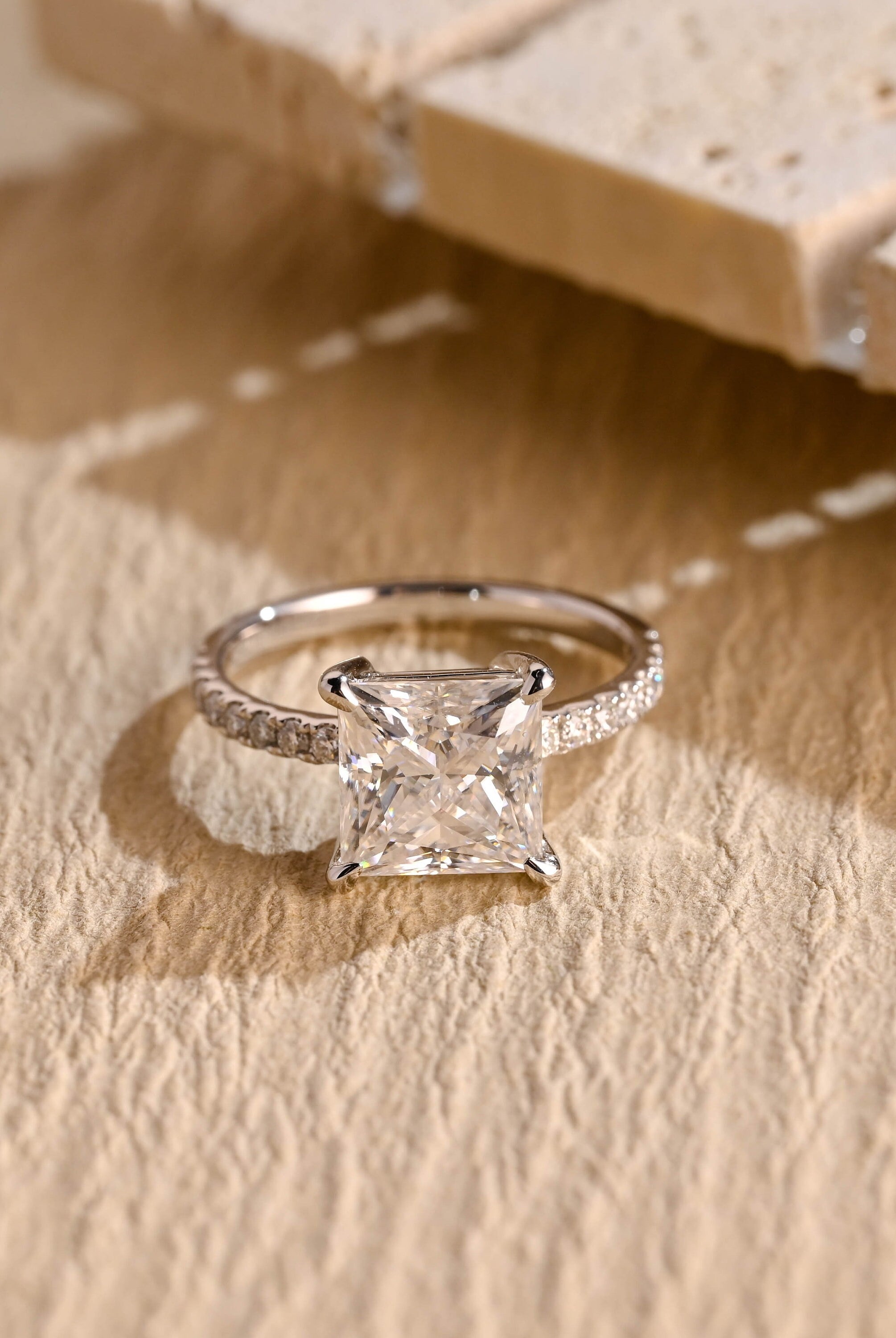 1 Carat Princess Cut Moissanite Ring