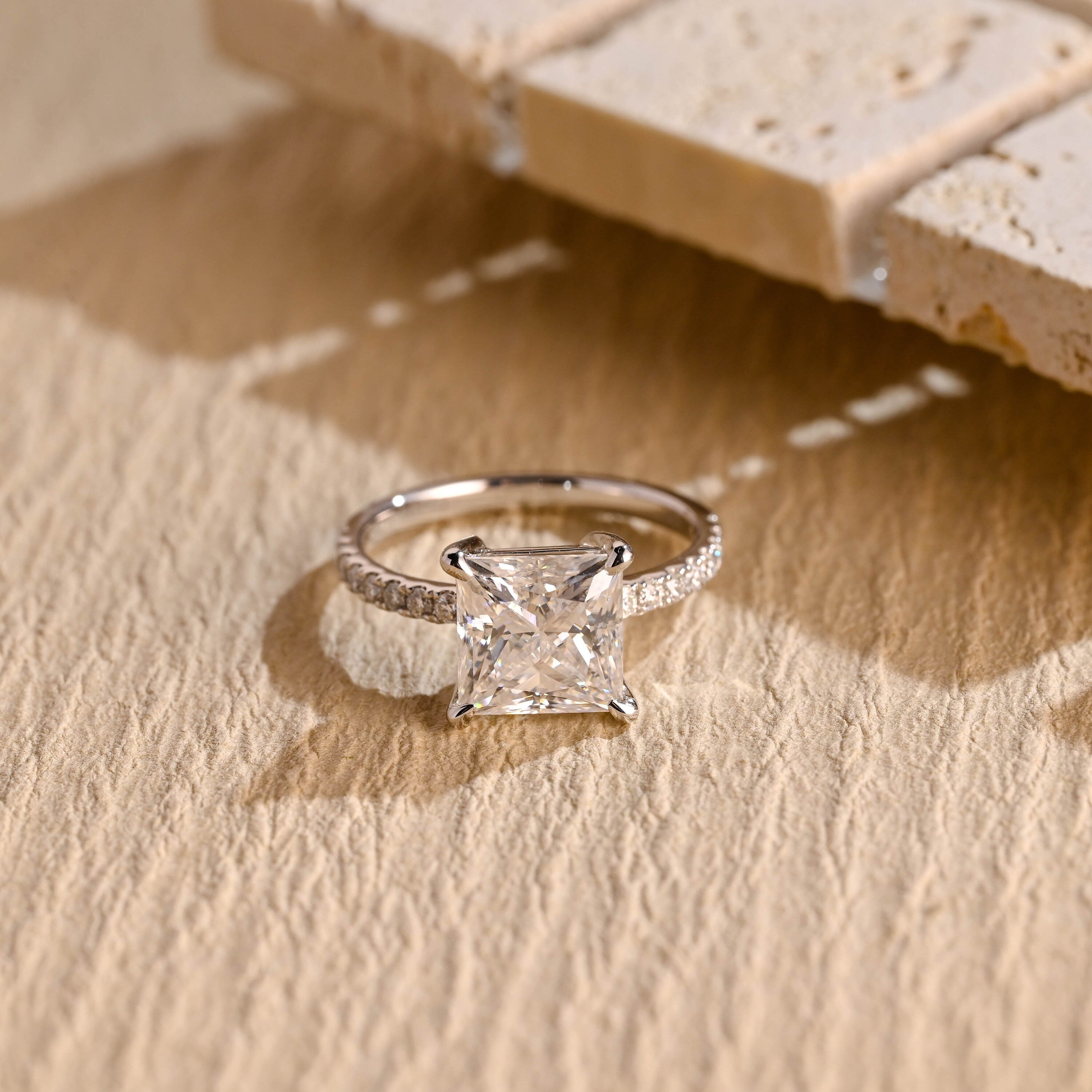 1 Carat Princess Cut Moissanite Ring