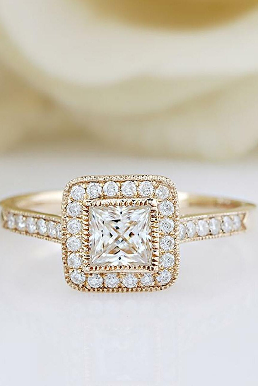 Princess Cut Moissanite Engagement Ring
