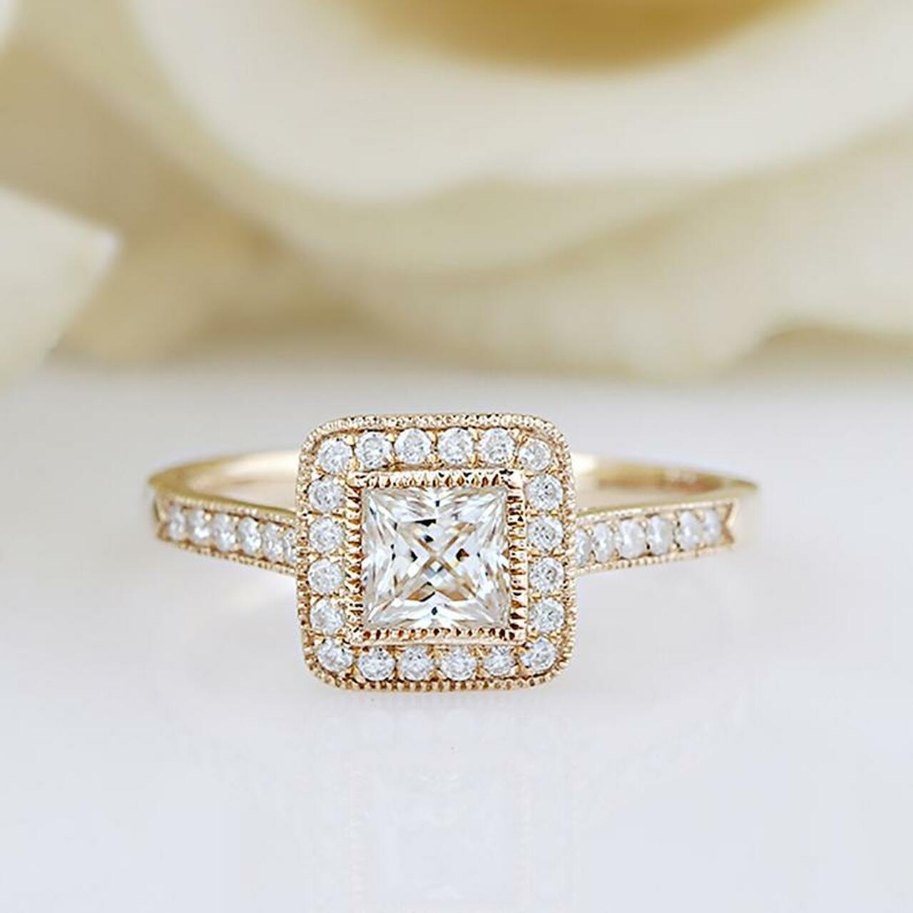 Princess Cut Moissanite Engagement Ring