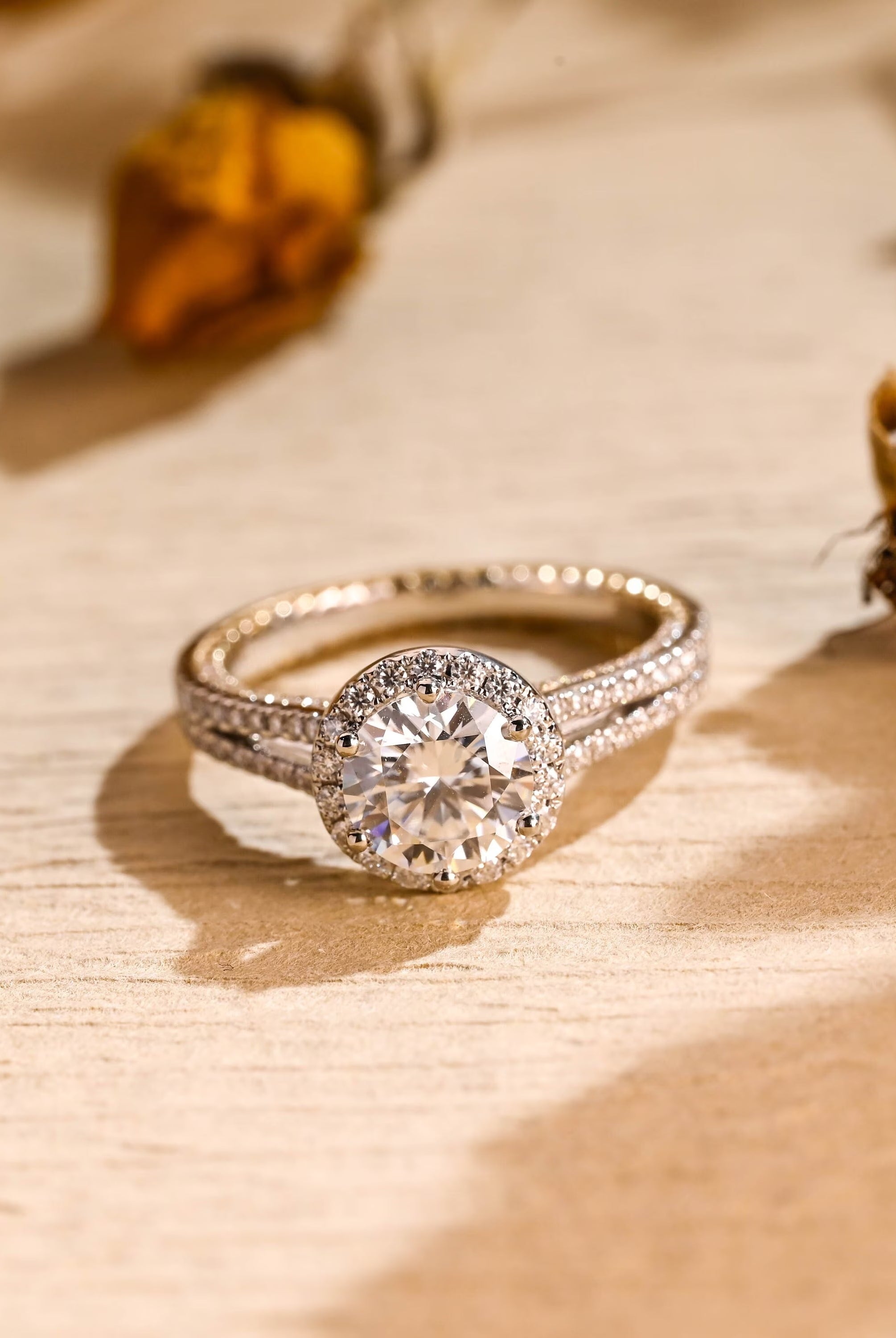Double Halo Moissanite Engagement Ring