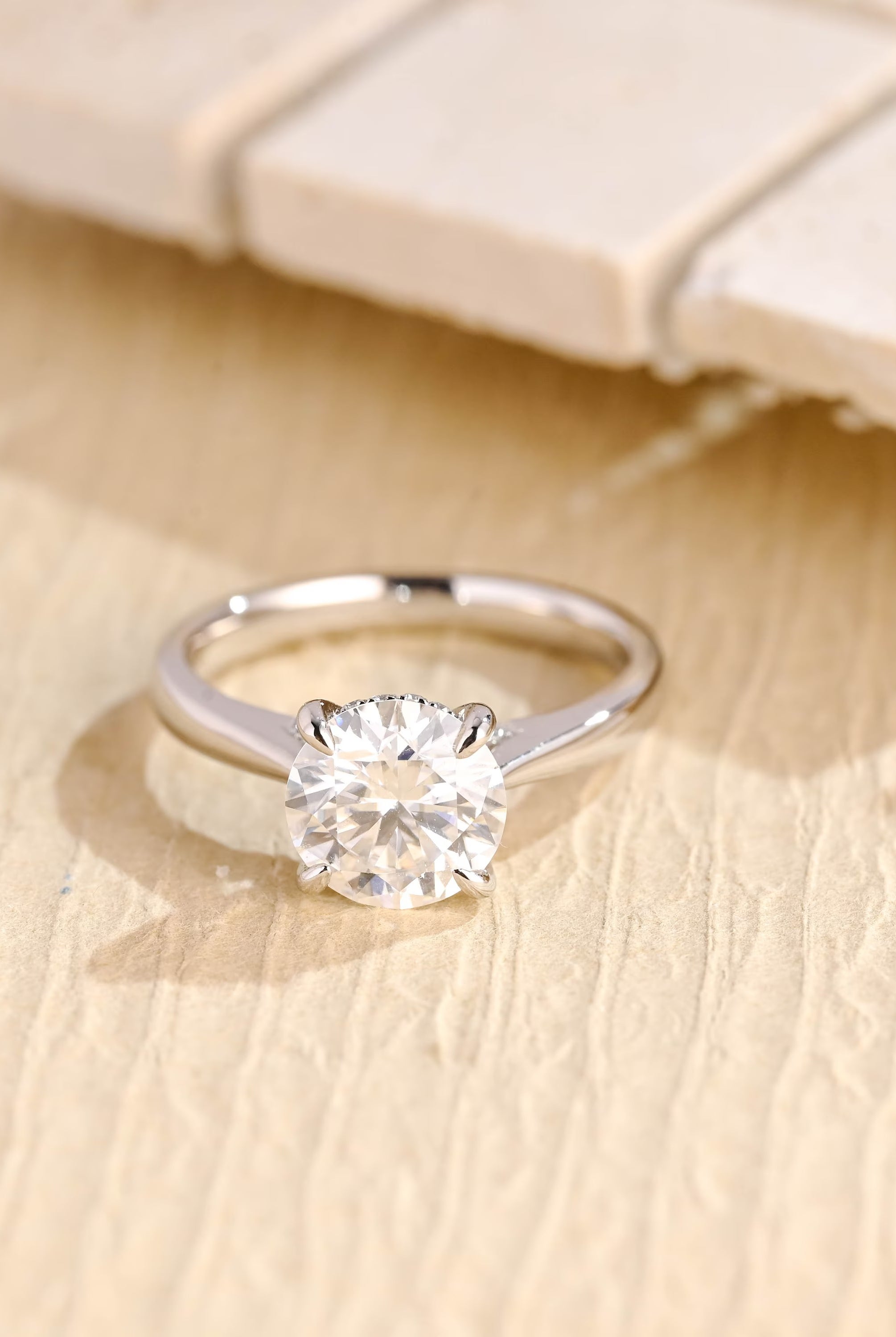Round Hidden Halo Moissanite Ring