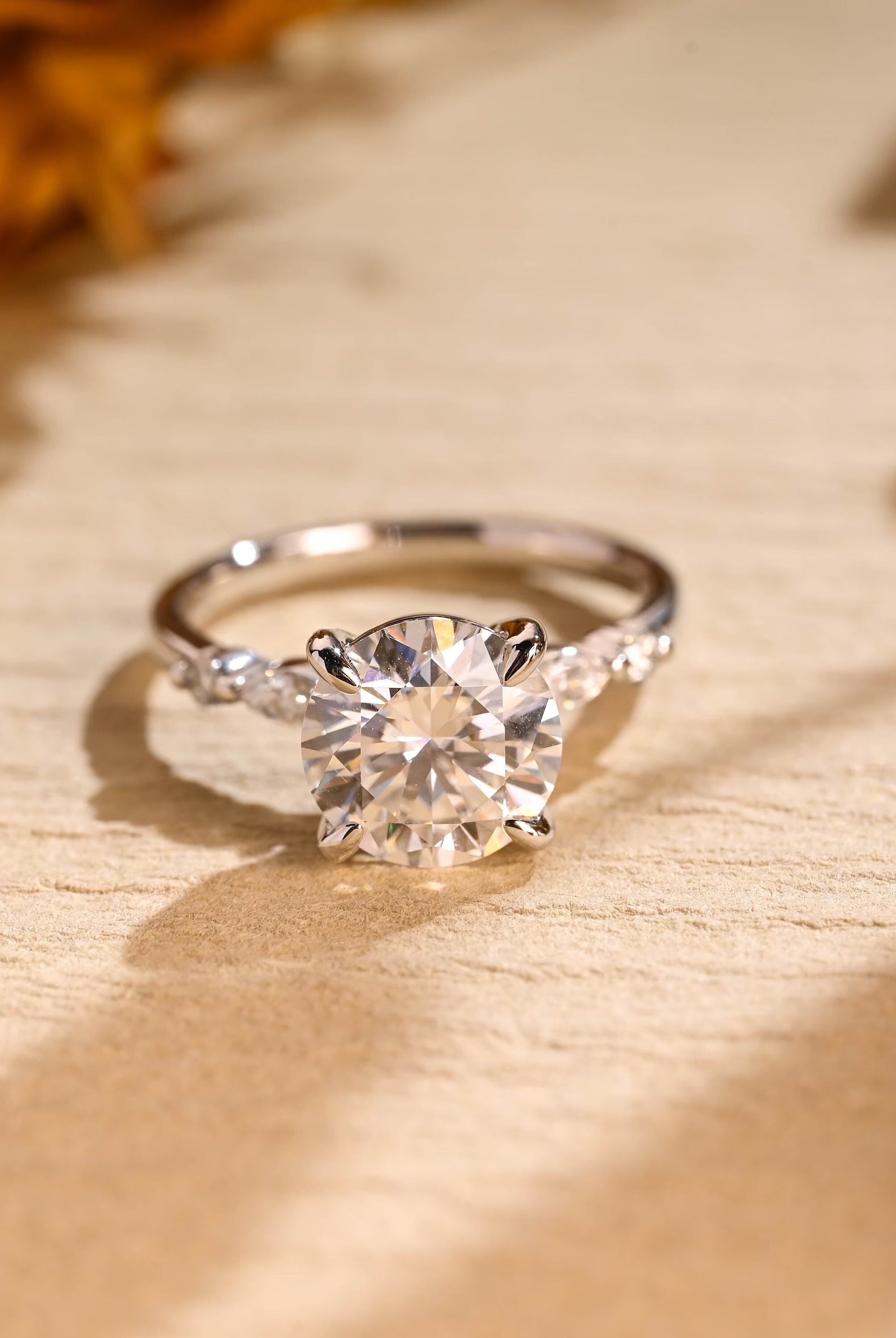 Round Pavé Moissanite Engagement Ring