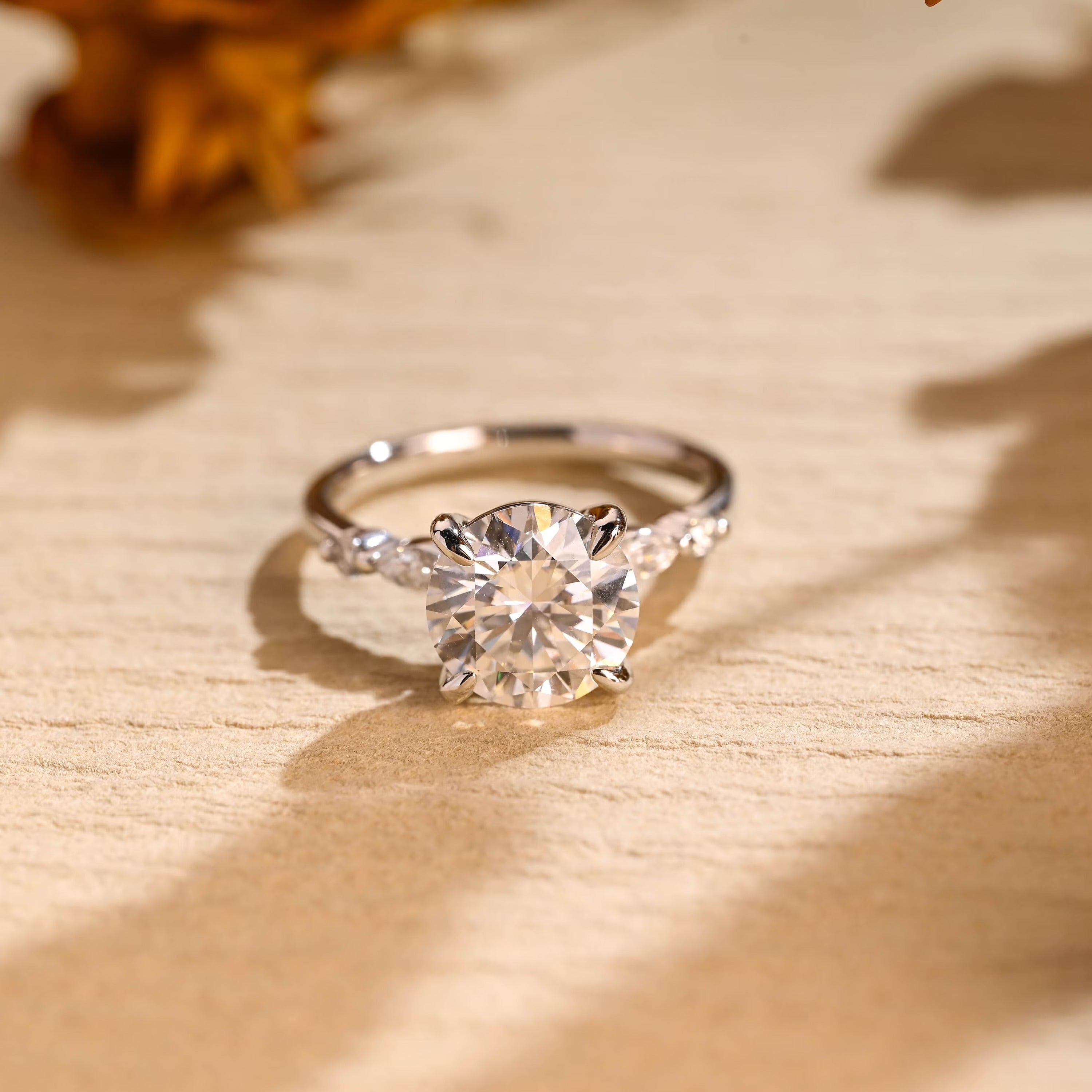 Round Pavé Moissanite Engagement Ring
