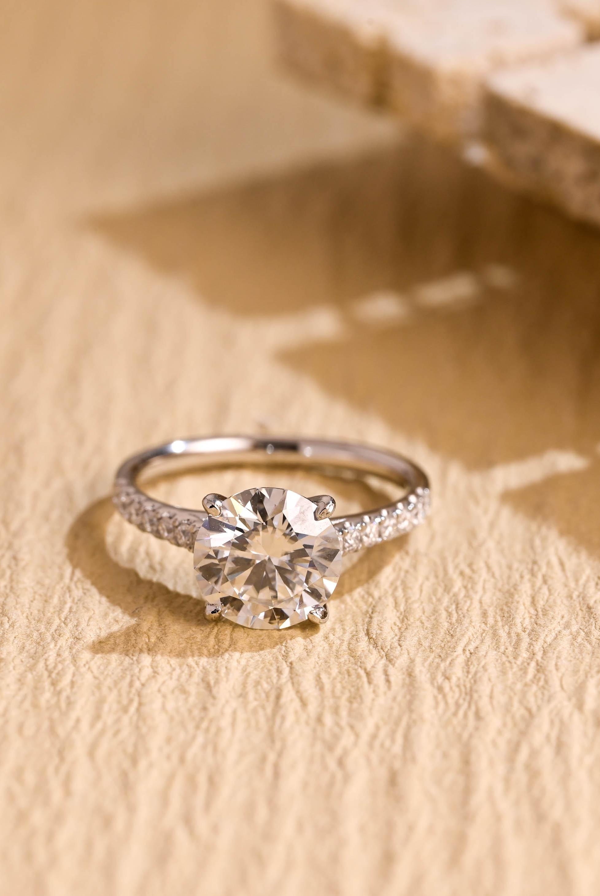 Round Pavé Moissanite Engagement Ring