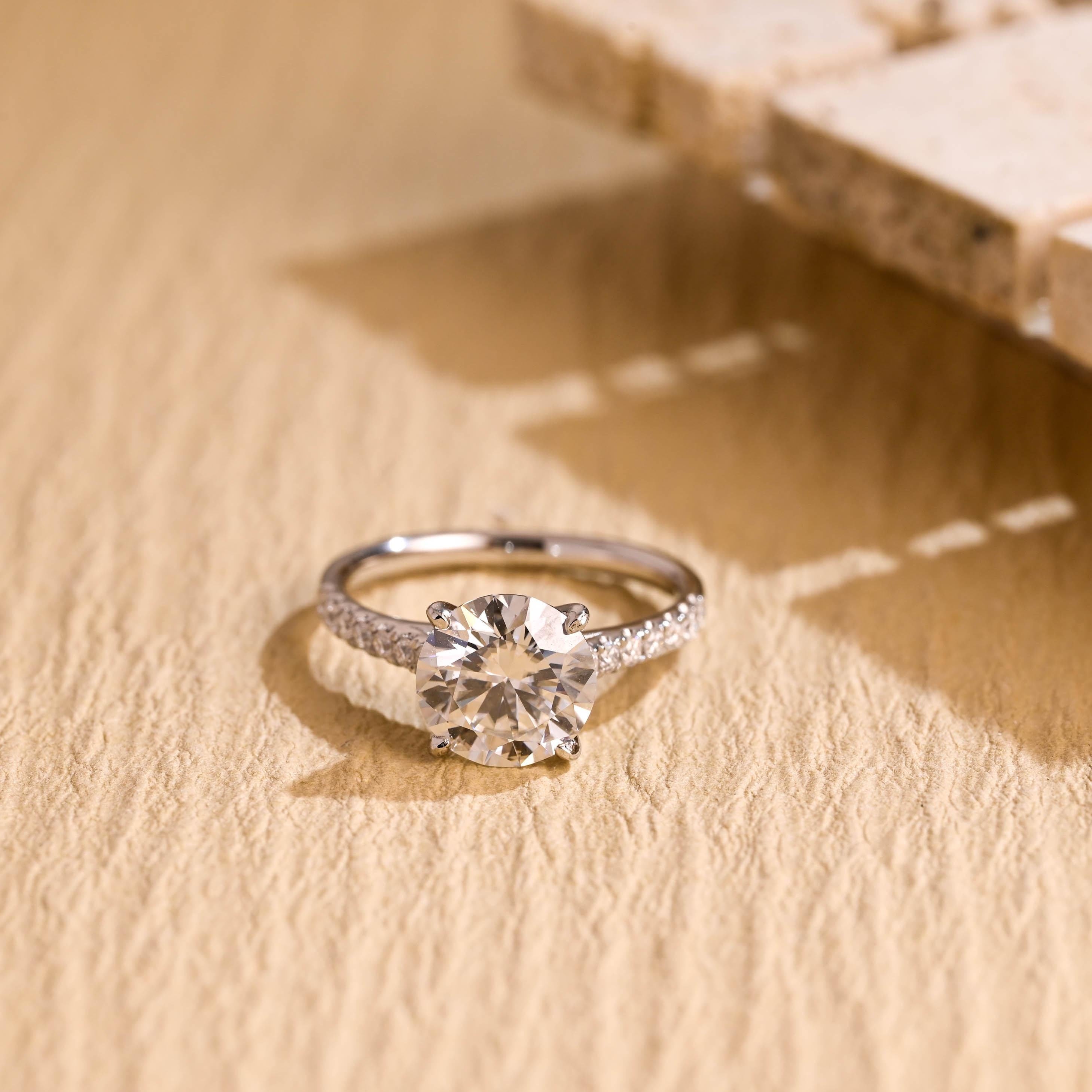 Round Pavé Moissanite Engagement Ring