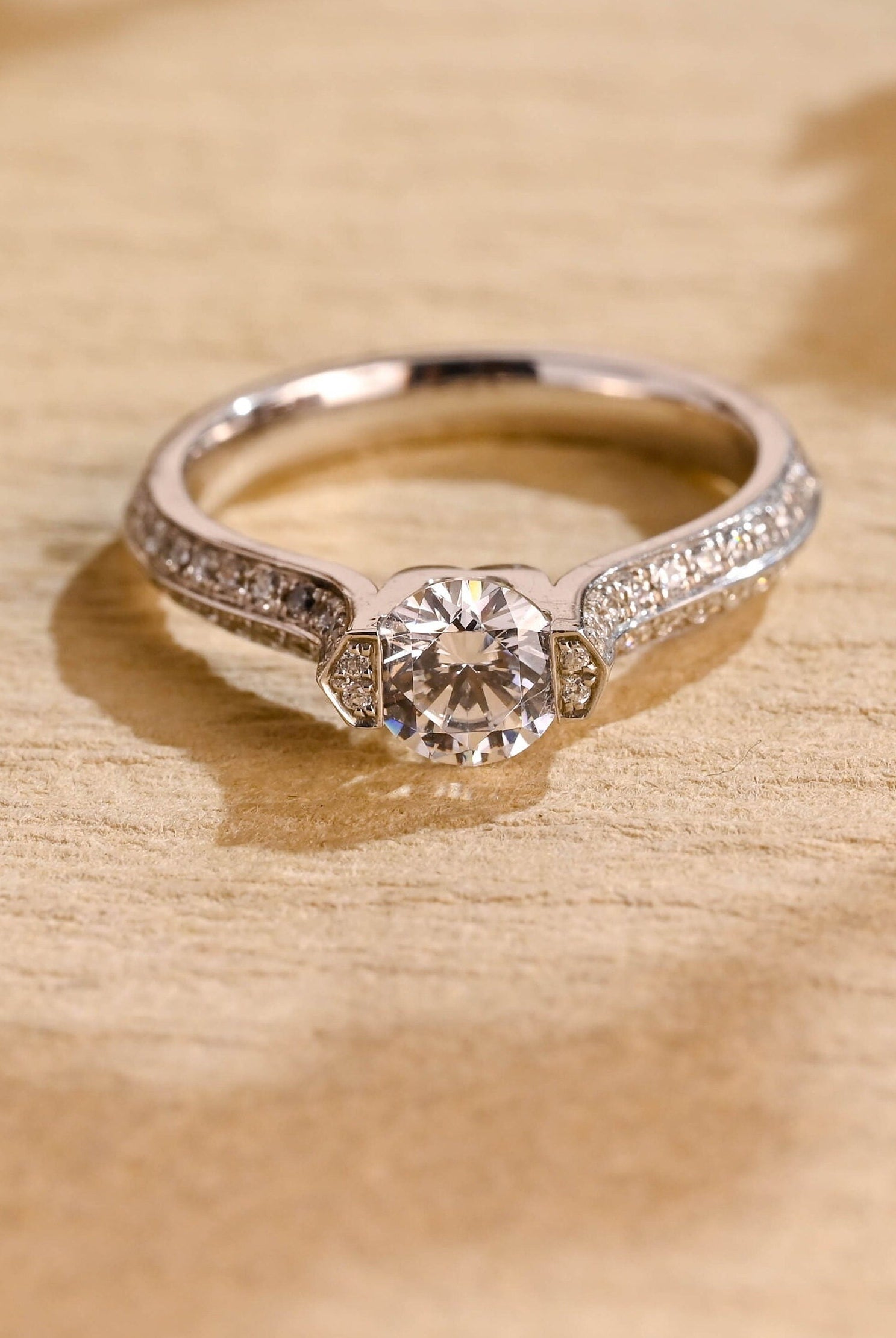 Two Row Pavé Moissanite Ring