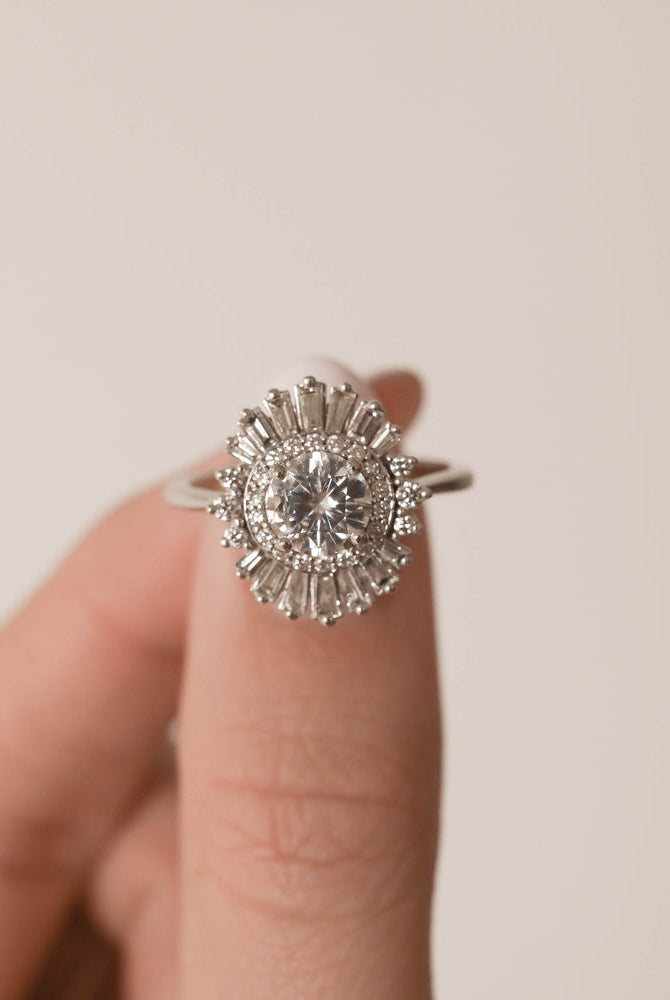 Round Halo Moissanite Ring