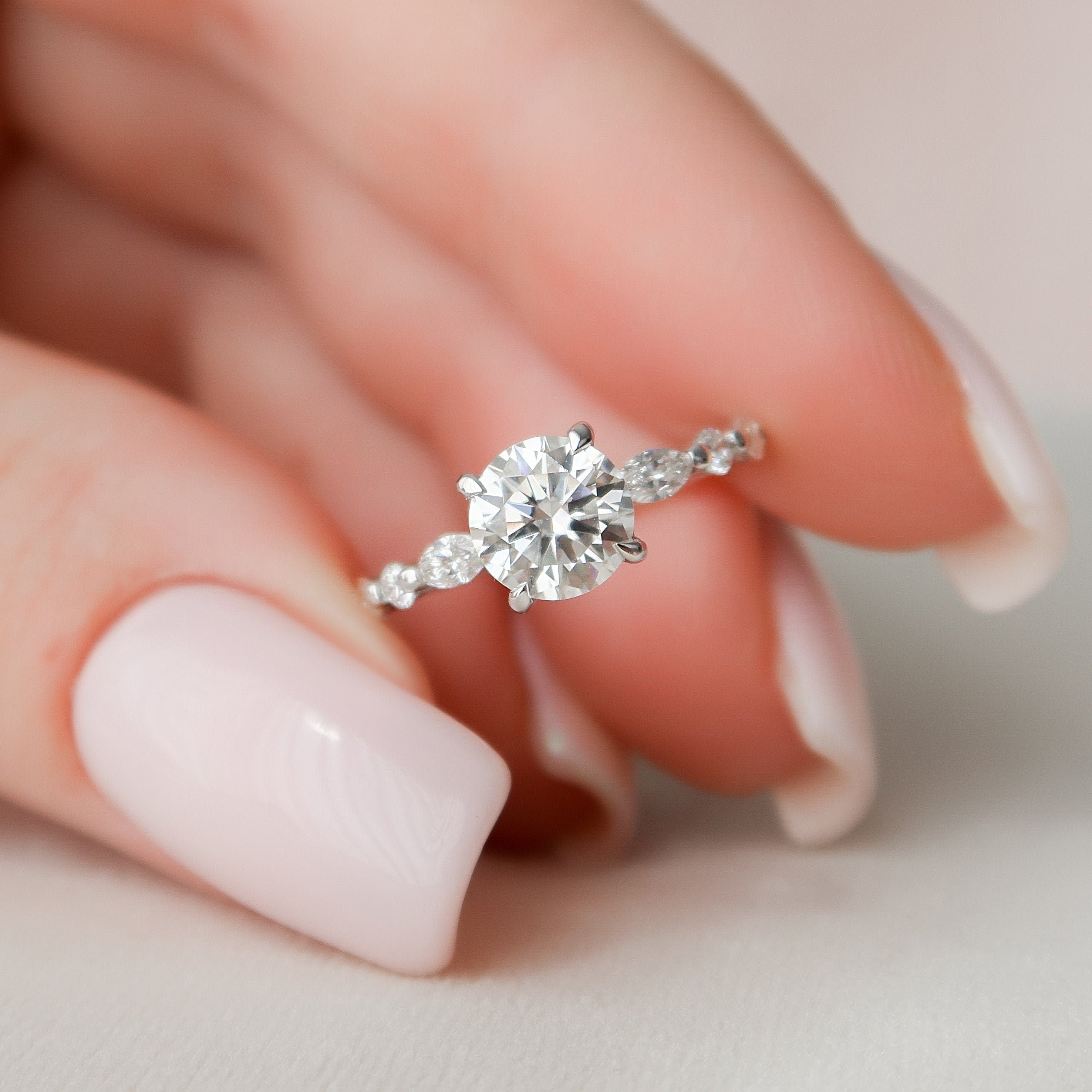 Round Moissanite Engagement Ring