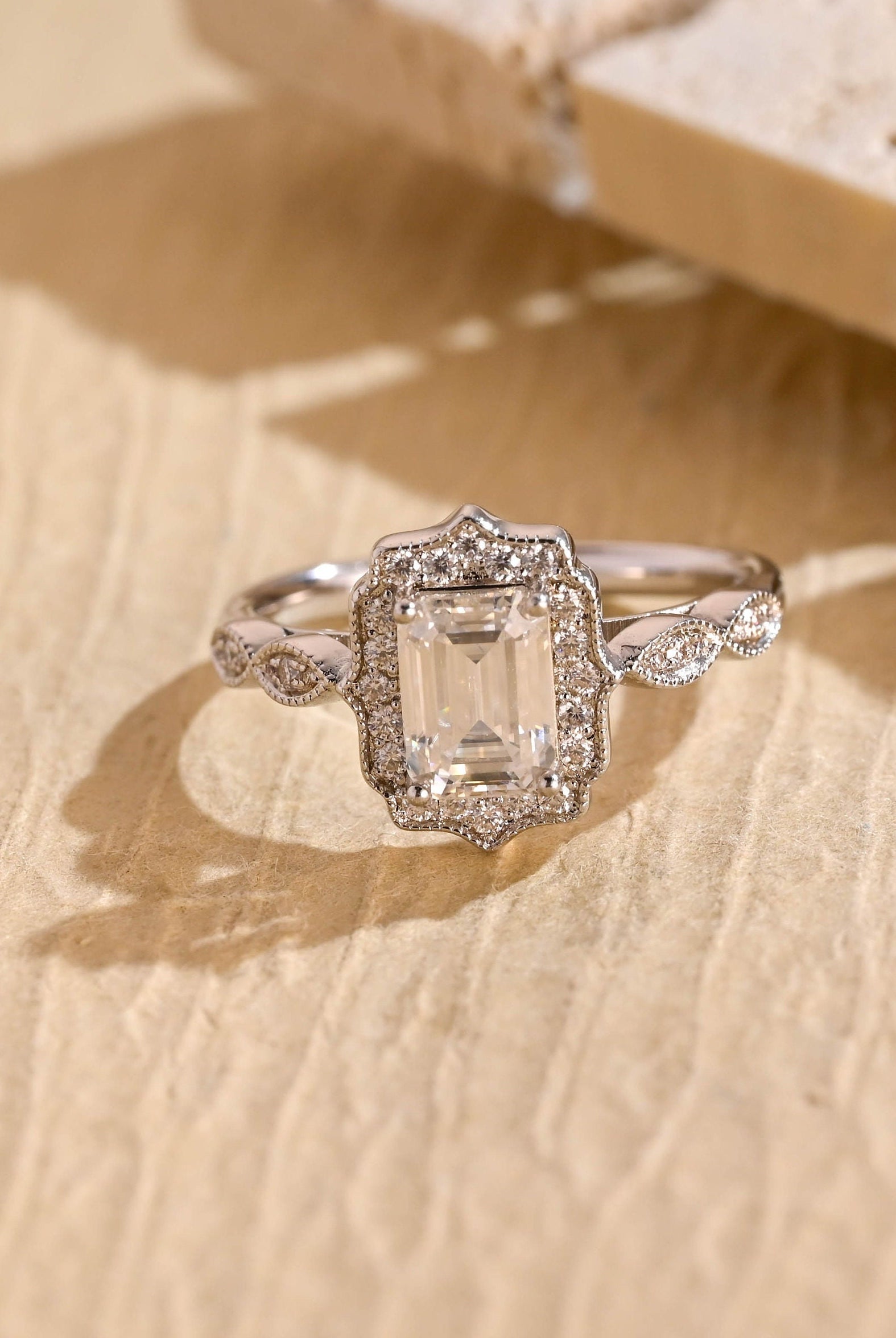 Emerald Cut Moissanite Ring