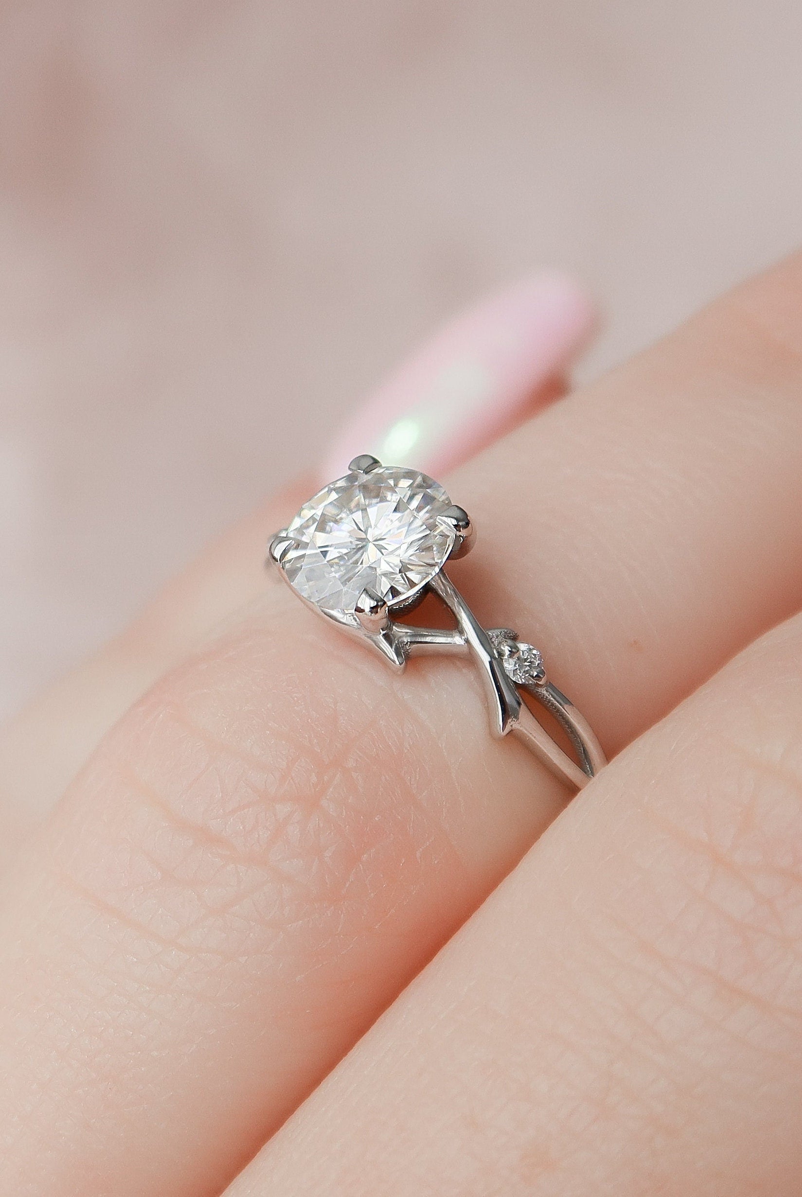 Round Moissanite Engagement Ring