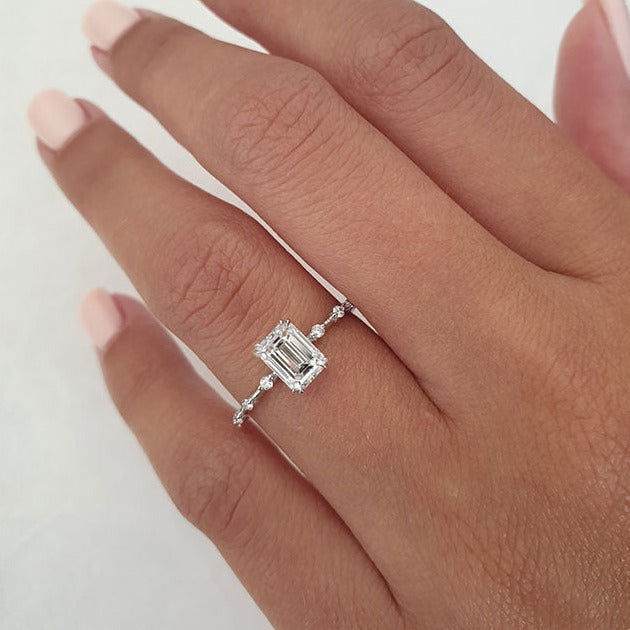 1ct Emerald Cut Moissanite Ring