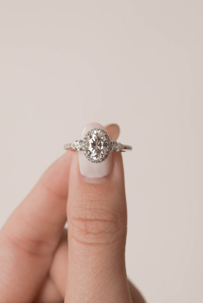 Oval Three Stone Engagement Ring