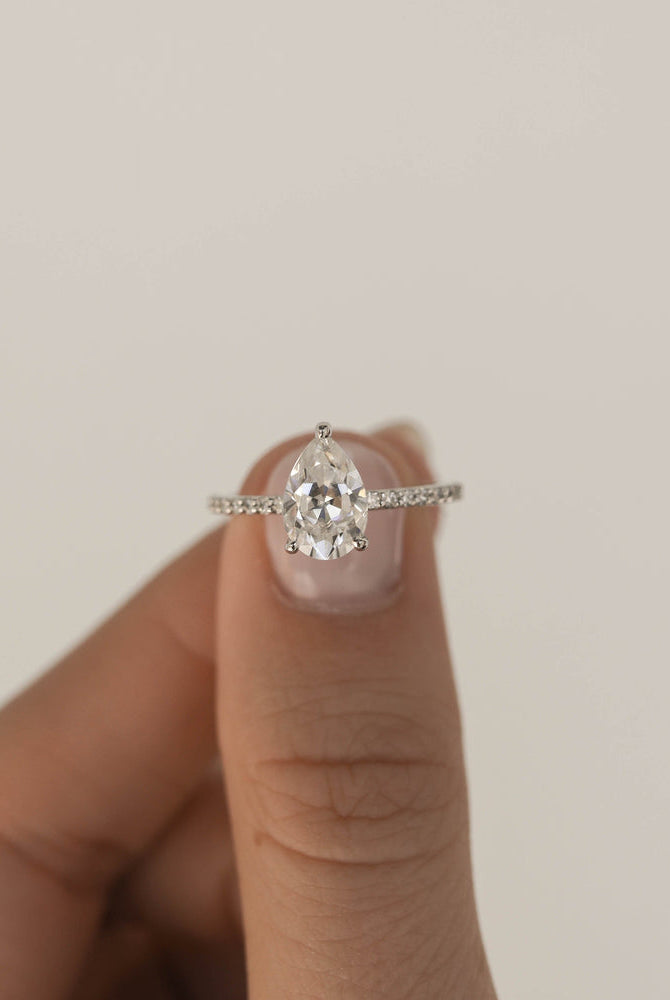 Pear Cut Moissanite Engagement Ring
