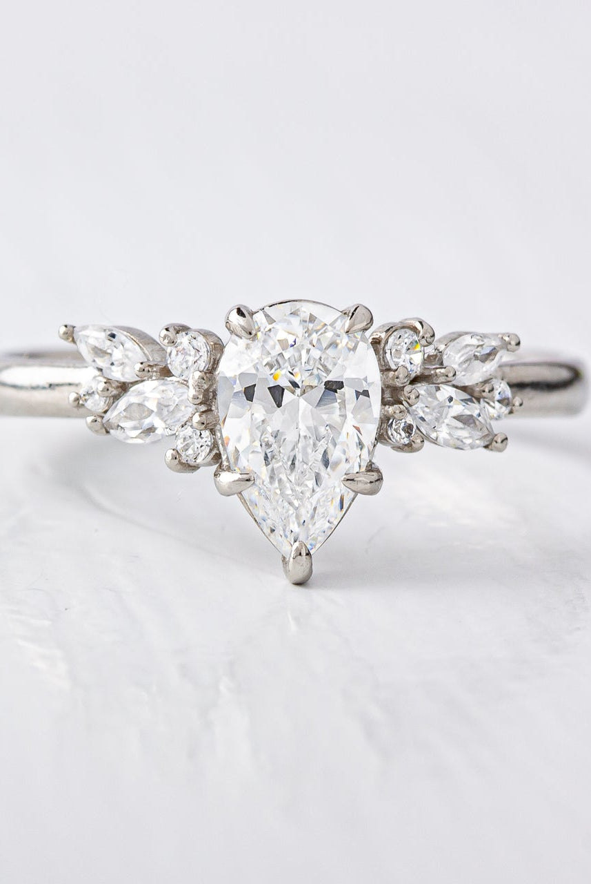 Pear Moissanite Engagement Ring