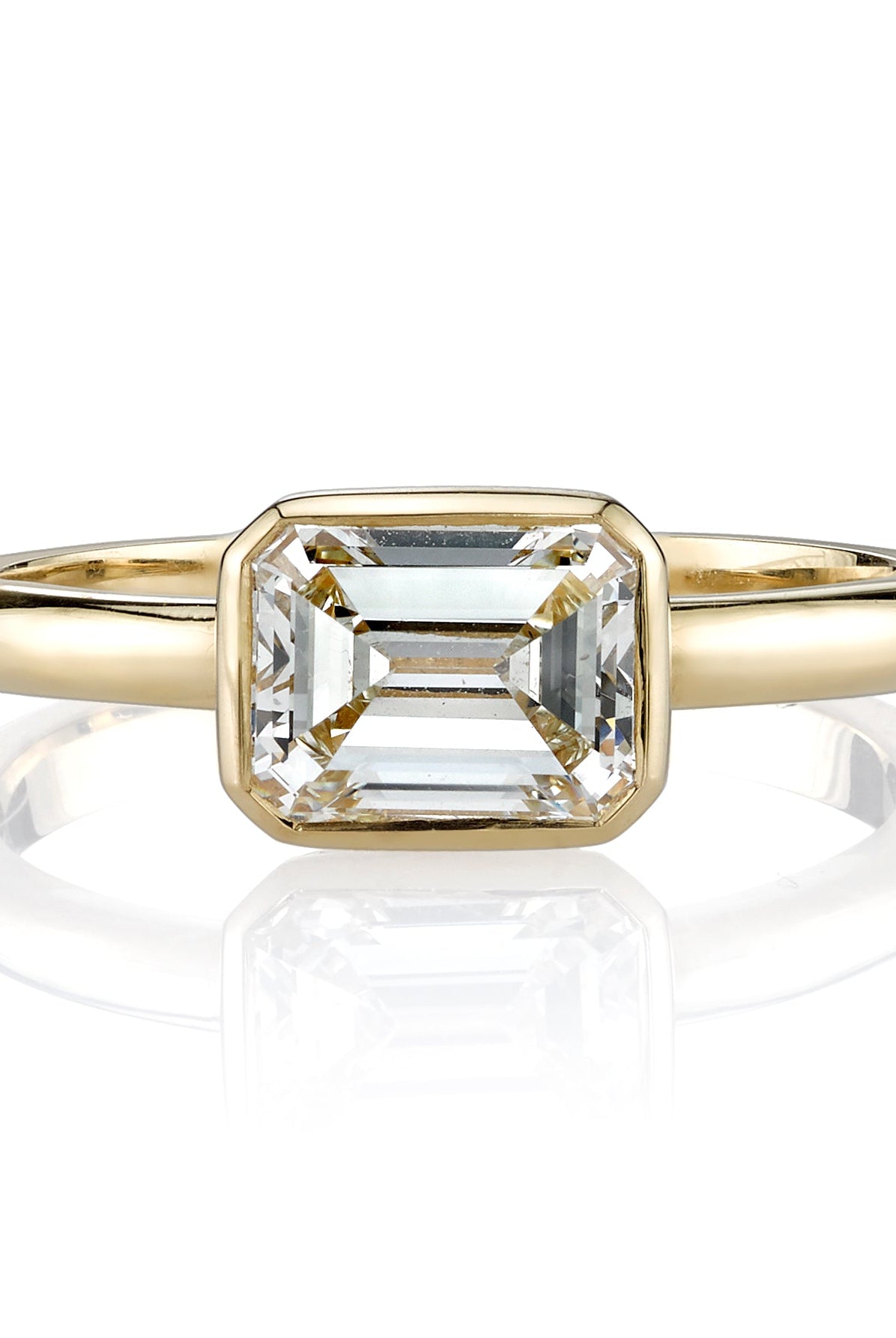 1.28CT East West Emerald Cut Moissanite Diamond Bezel Set Engagement Ring