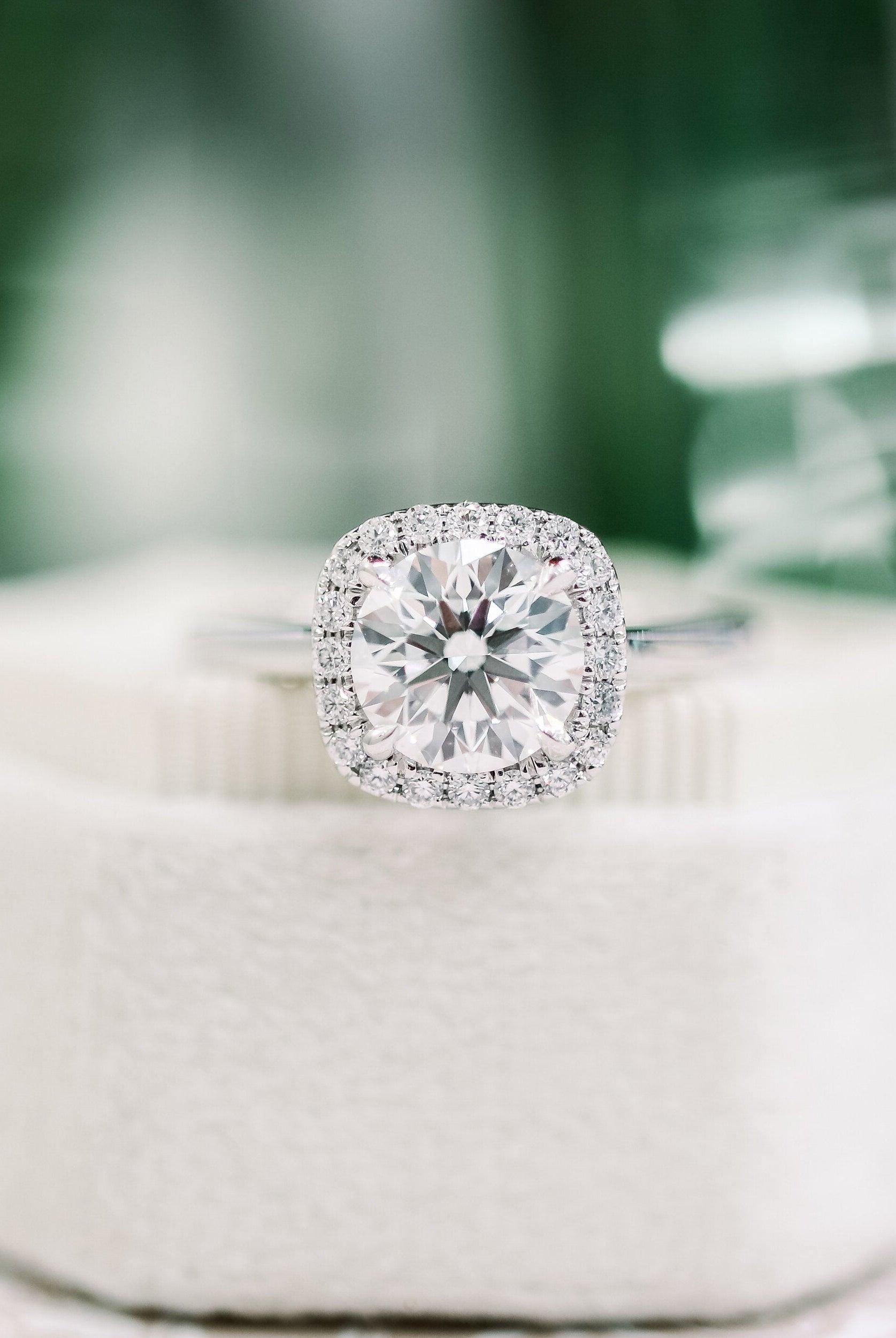 1.75CT Cathedral Set Round Moissanite Diamond Halo Engagement Ring For Women