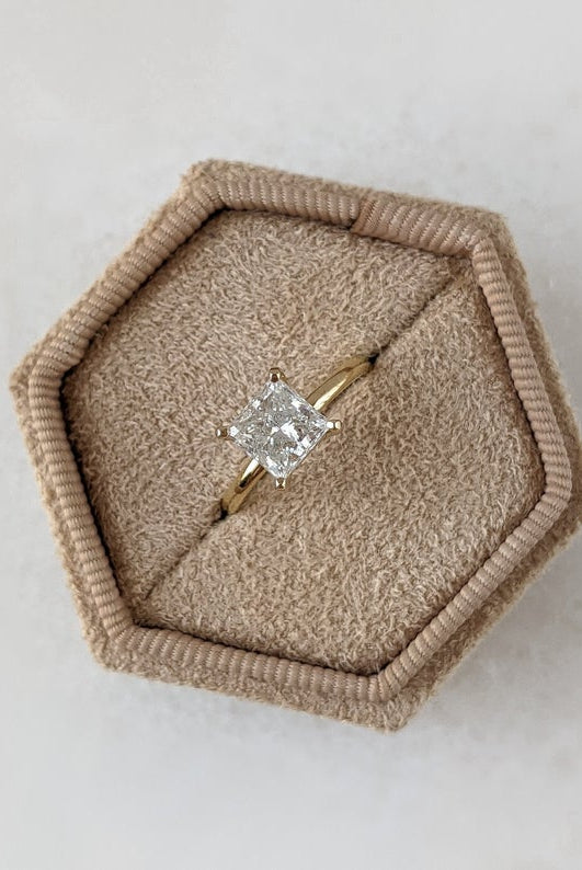 1.50CT Princess Cut Moissanite Solitaire Diamond Engagement Ring