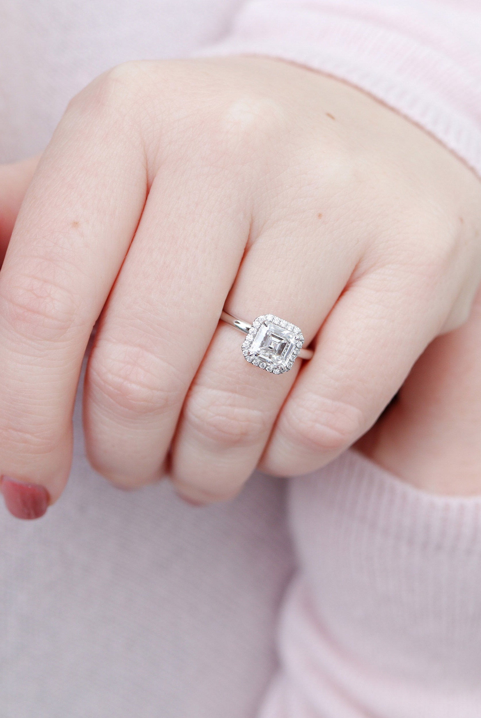 Asscher Cut Moissanite Ring