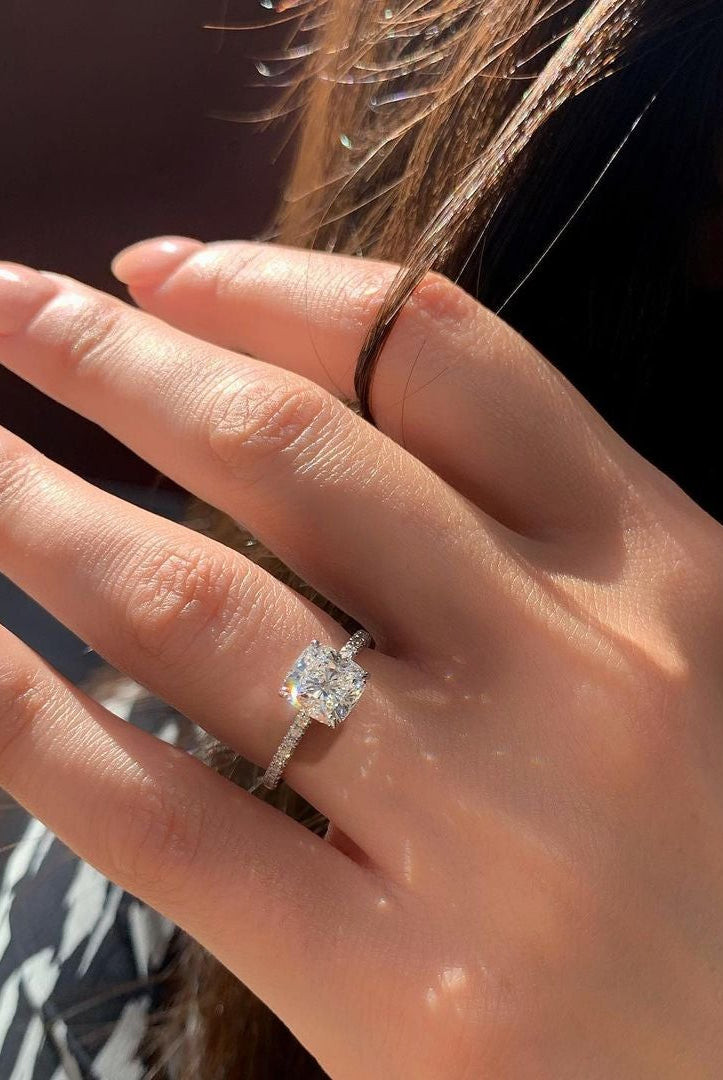 Cushion Cut Moissanite Engagement Ring