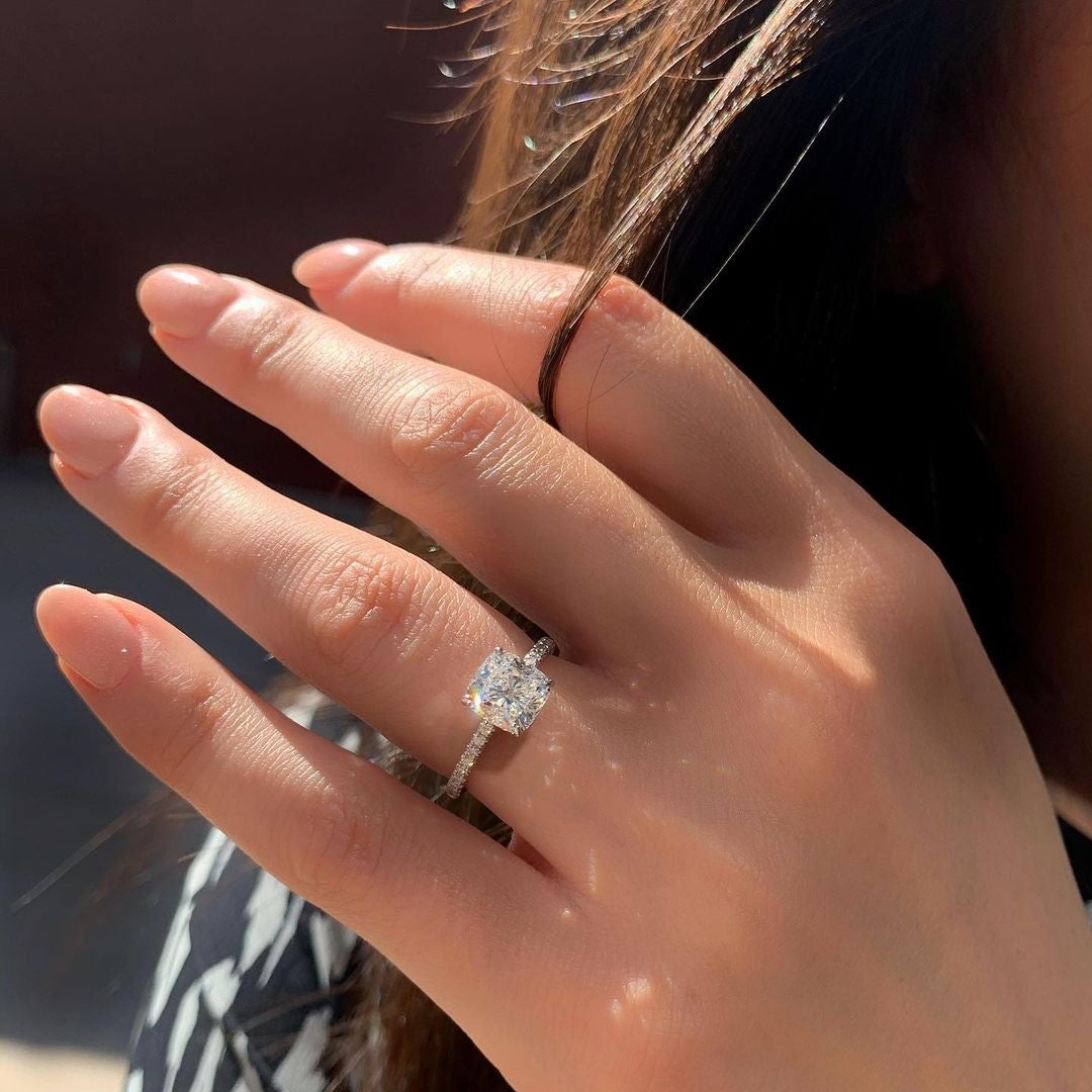 Cushion Cut Moissanite Engagement Ring