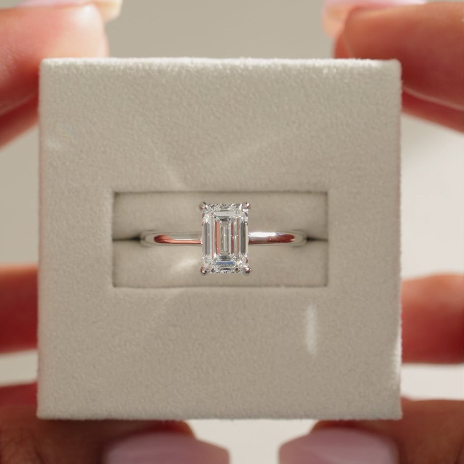 emerald cut diamond engagement ring, emerald diamond ring, gold emerald cut ring, white gold emerald diamond ring, solitaire setting engagement ring, solitaire diamond ring, gold solitaire ring, white gold solitaire engagement ring