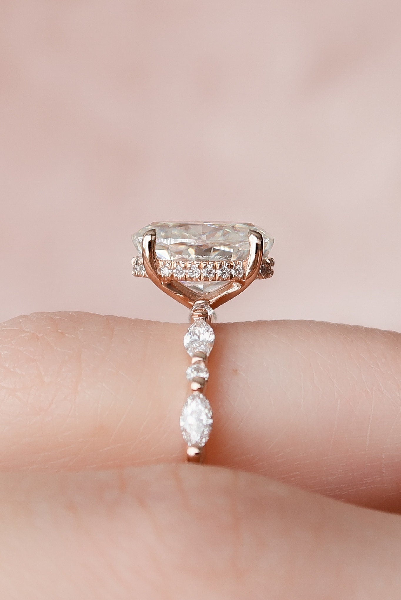 Oval Pave Moissanite Ring