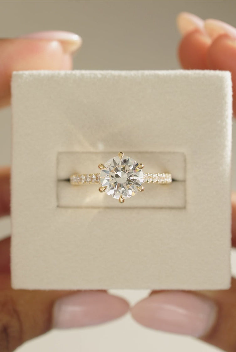 1.50CT round brilliant moissanite ring, round brilliant pave engagement ring, pave setting moissanite ring, round cut moissanite engagement ring, 1.50 carat moissanite pave ring, classic round moissanite ring