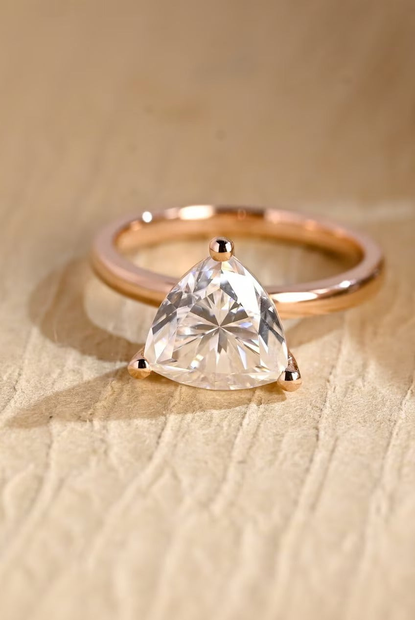 Trillion Cut Moissanite Engagement Ring