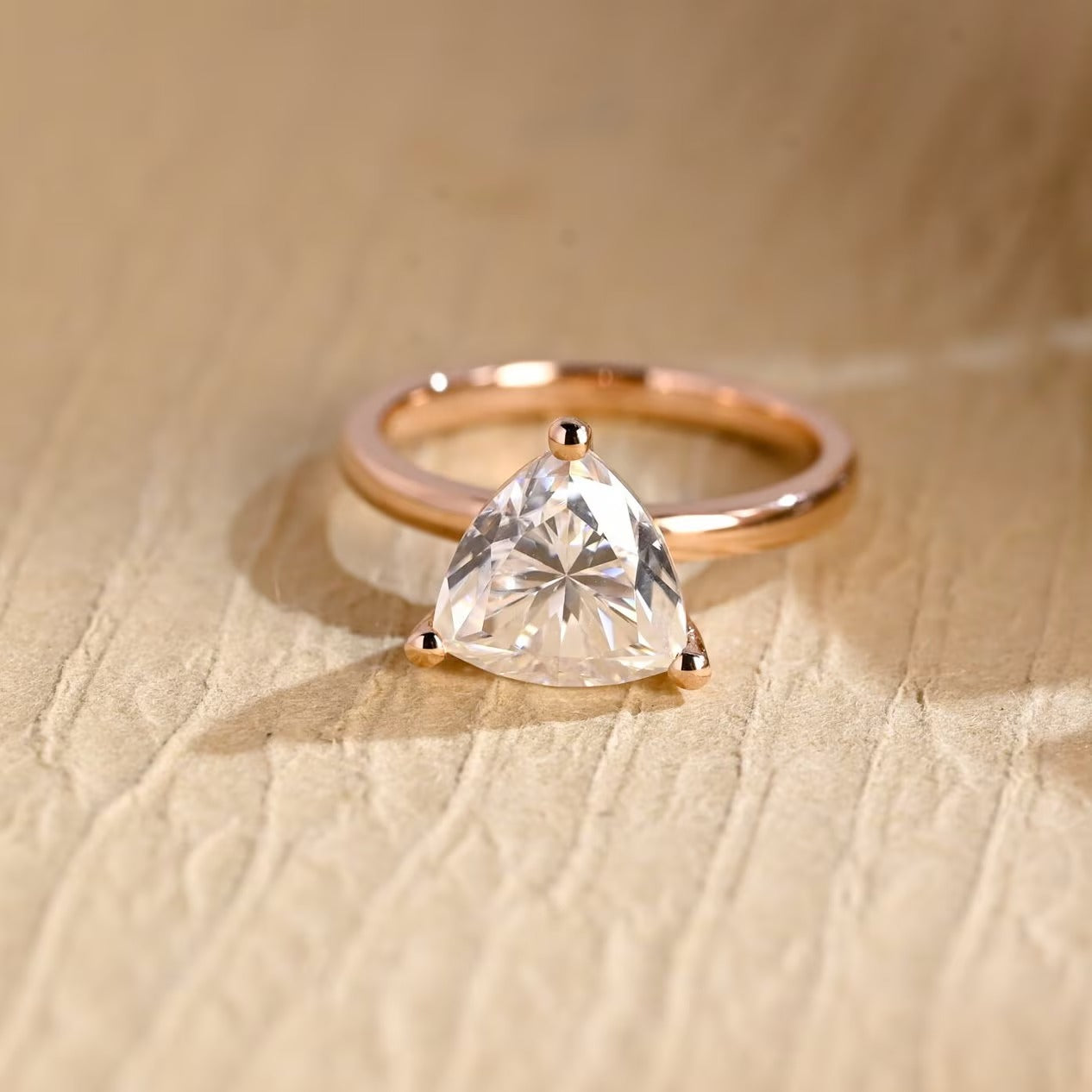 Trillion Cut Moissanite Engagement Ring